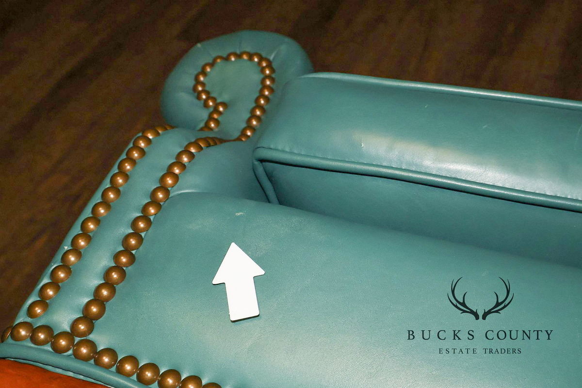 Distinction Furniture Chippendale Style Green Leather Wingback Armchair