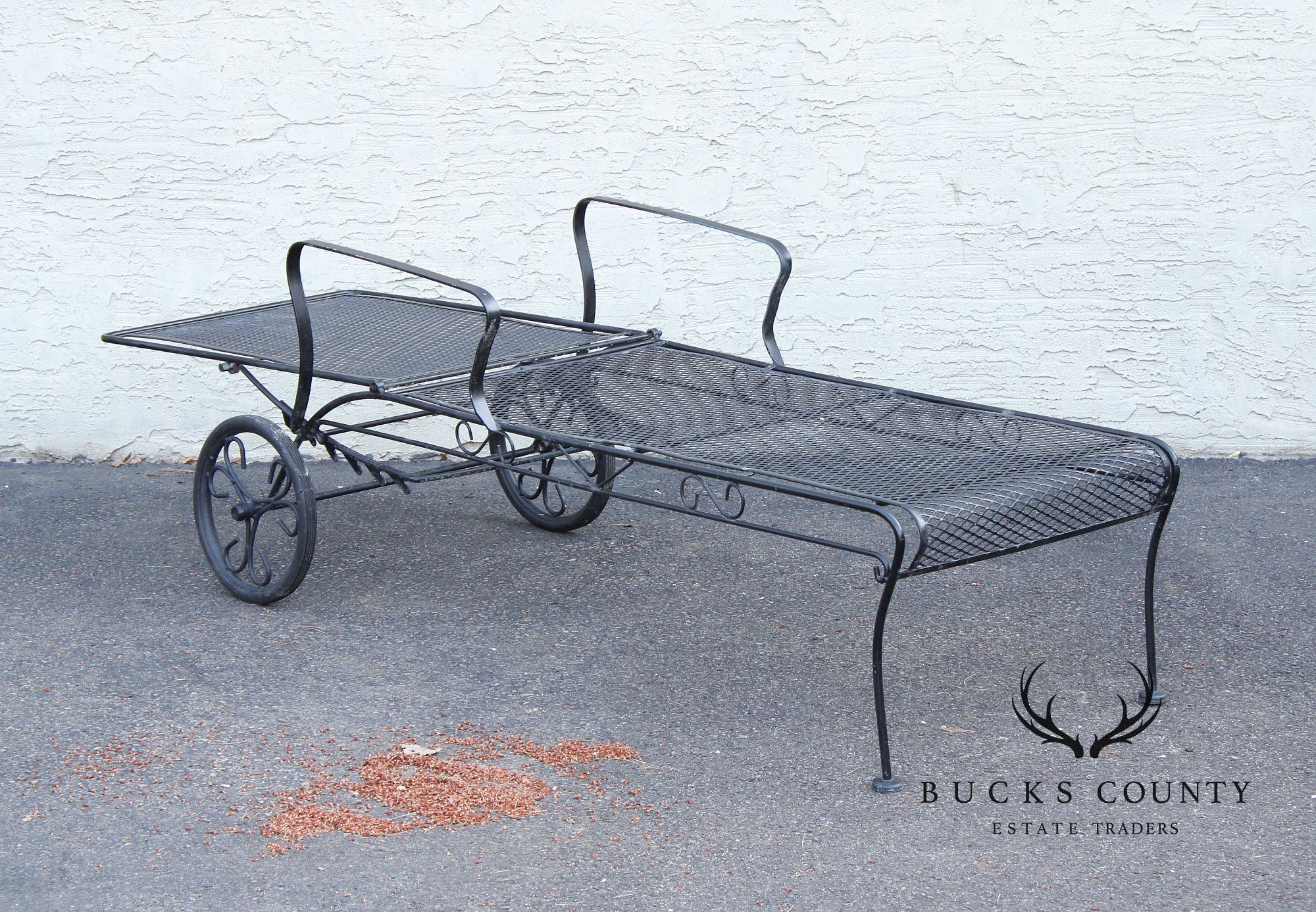 Vintage Wrought Iron Outdoor Patio Chaise Lounge