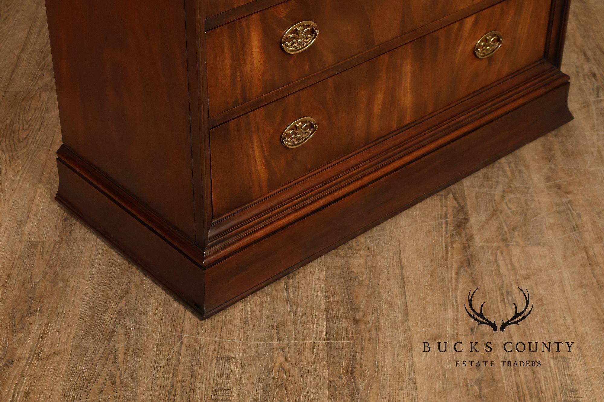 Henkel Harris Empire Style Marble Top Mahogany Chest Of Drawers