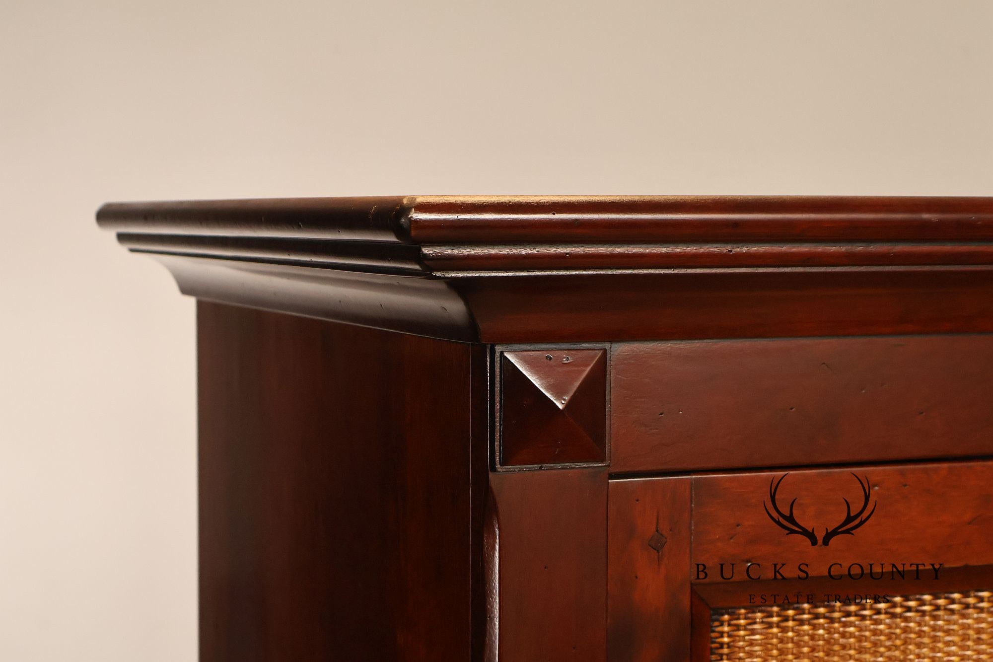 Grange French Louis Philippe Cherry Cane Door Armoire Cabinet