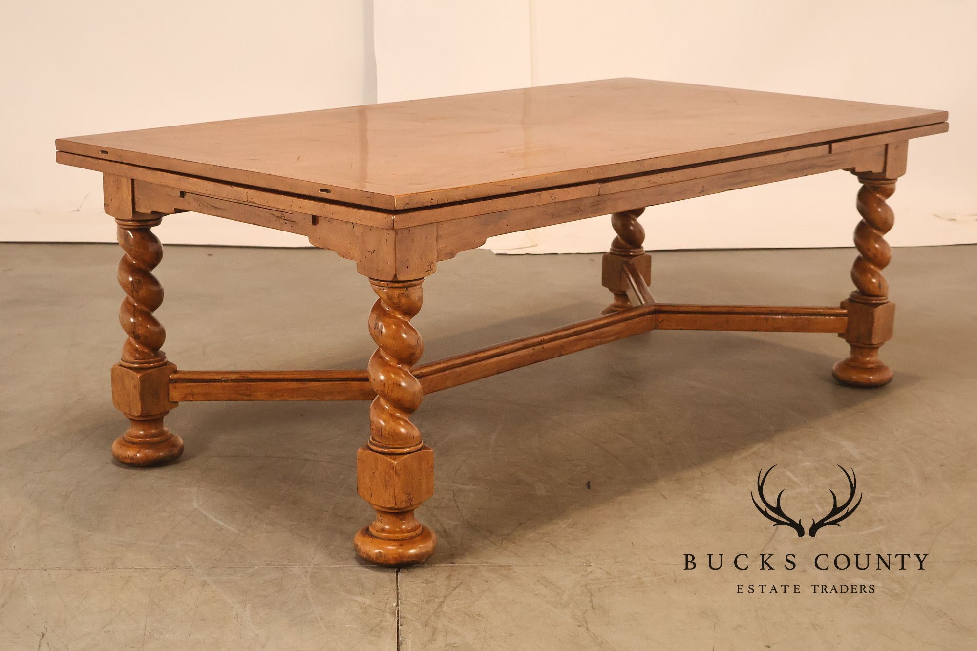 French Louis XIII Style Draw-Leaf Trestle Dining Table