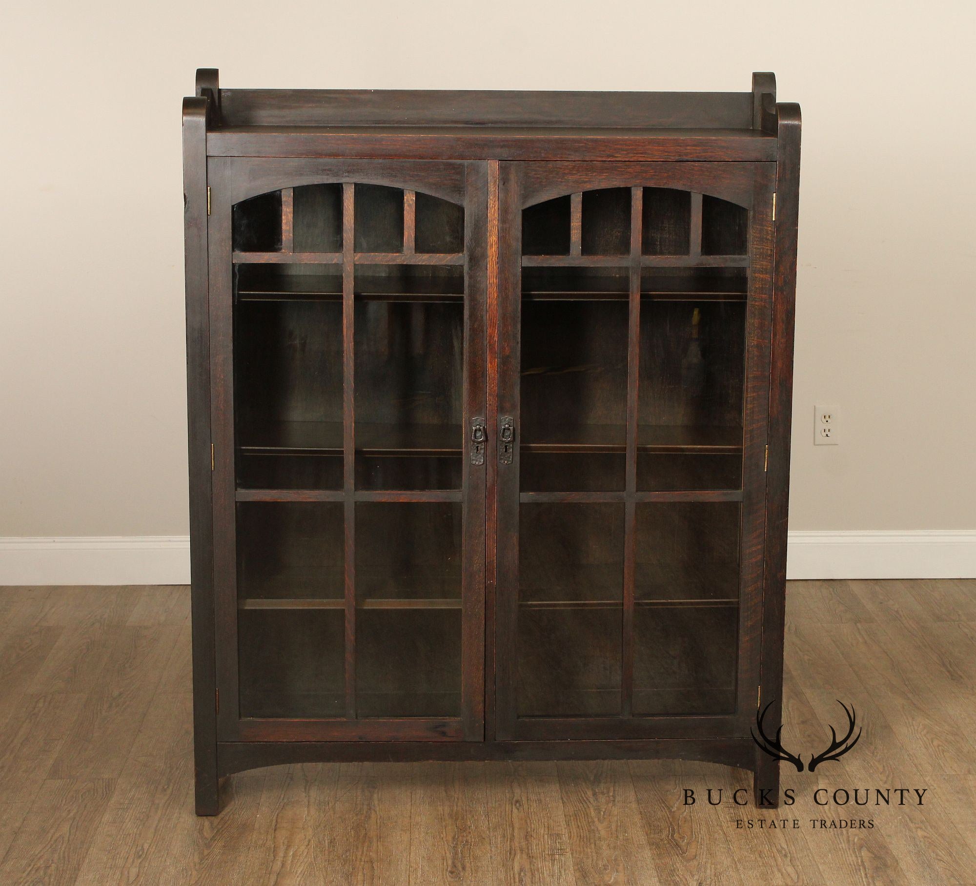 Antique Mission Oak Glass Door Bookcase