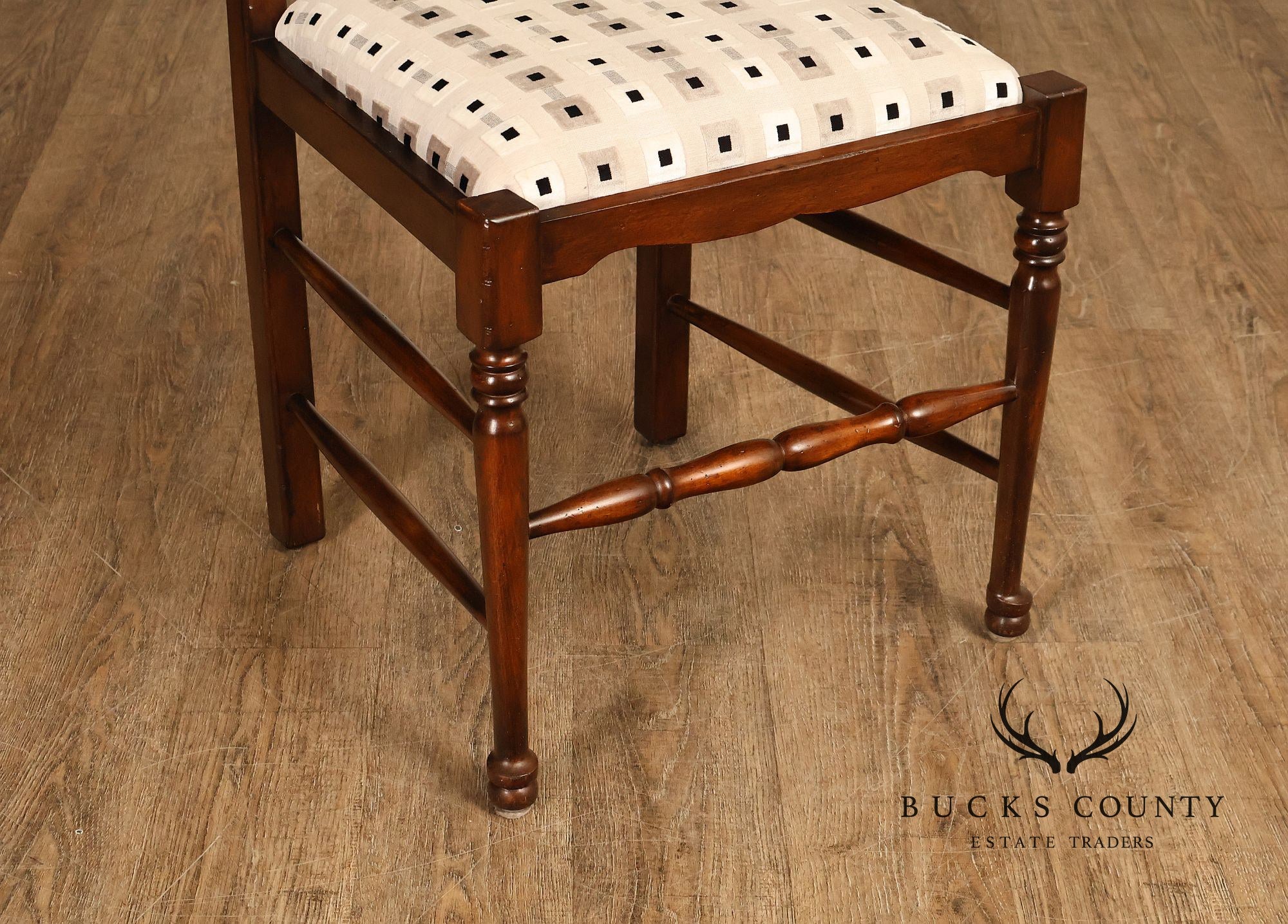 English Traditional Set Of Eight Custom Quality Ladderback Dining Chairs