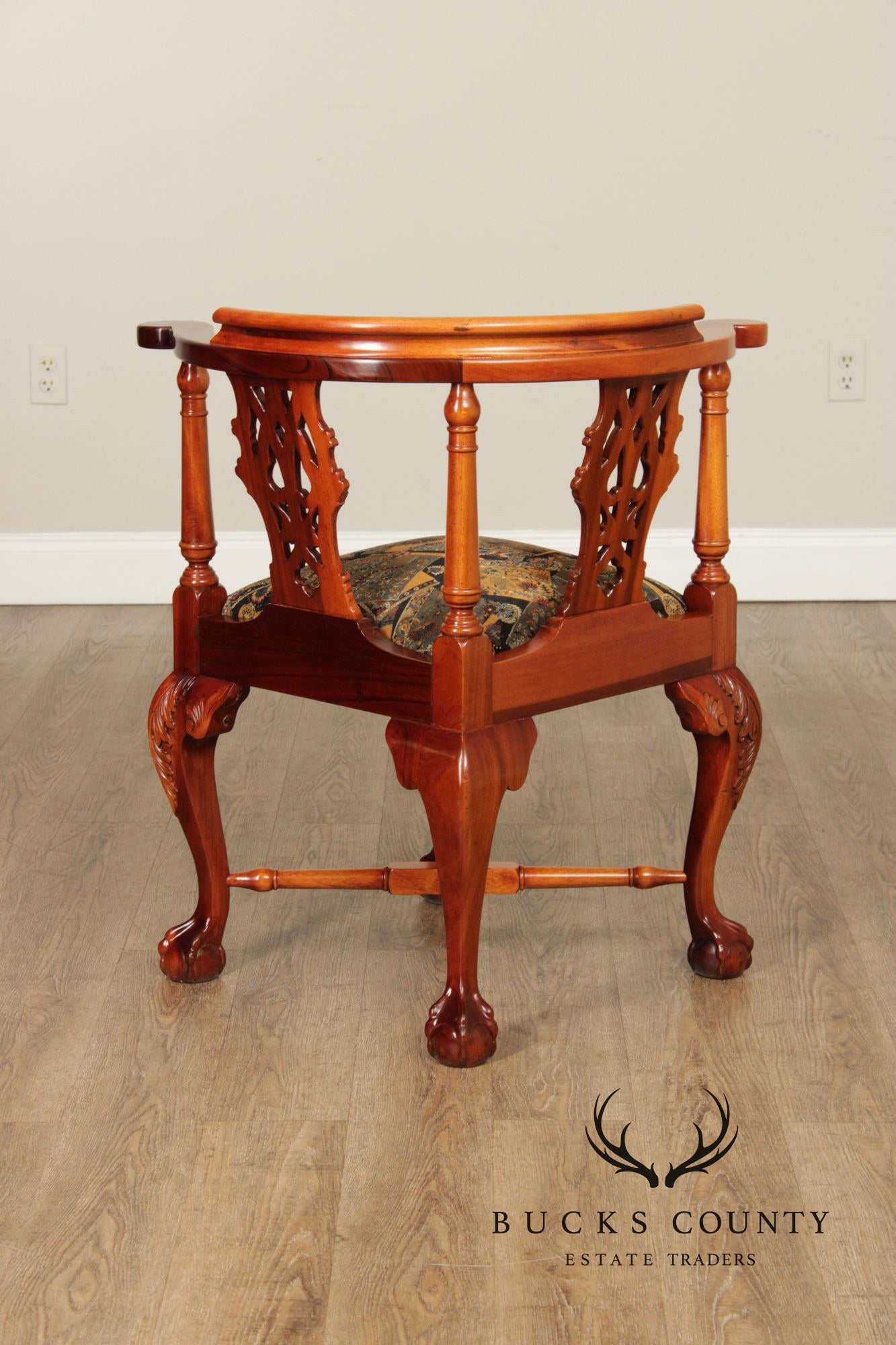 Chippendale Style Pair Of Mahogany Ball And Claw Corner Chairs