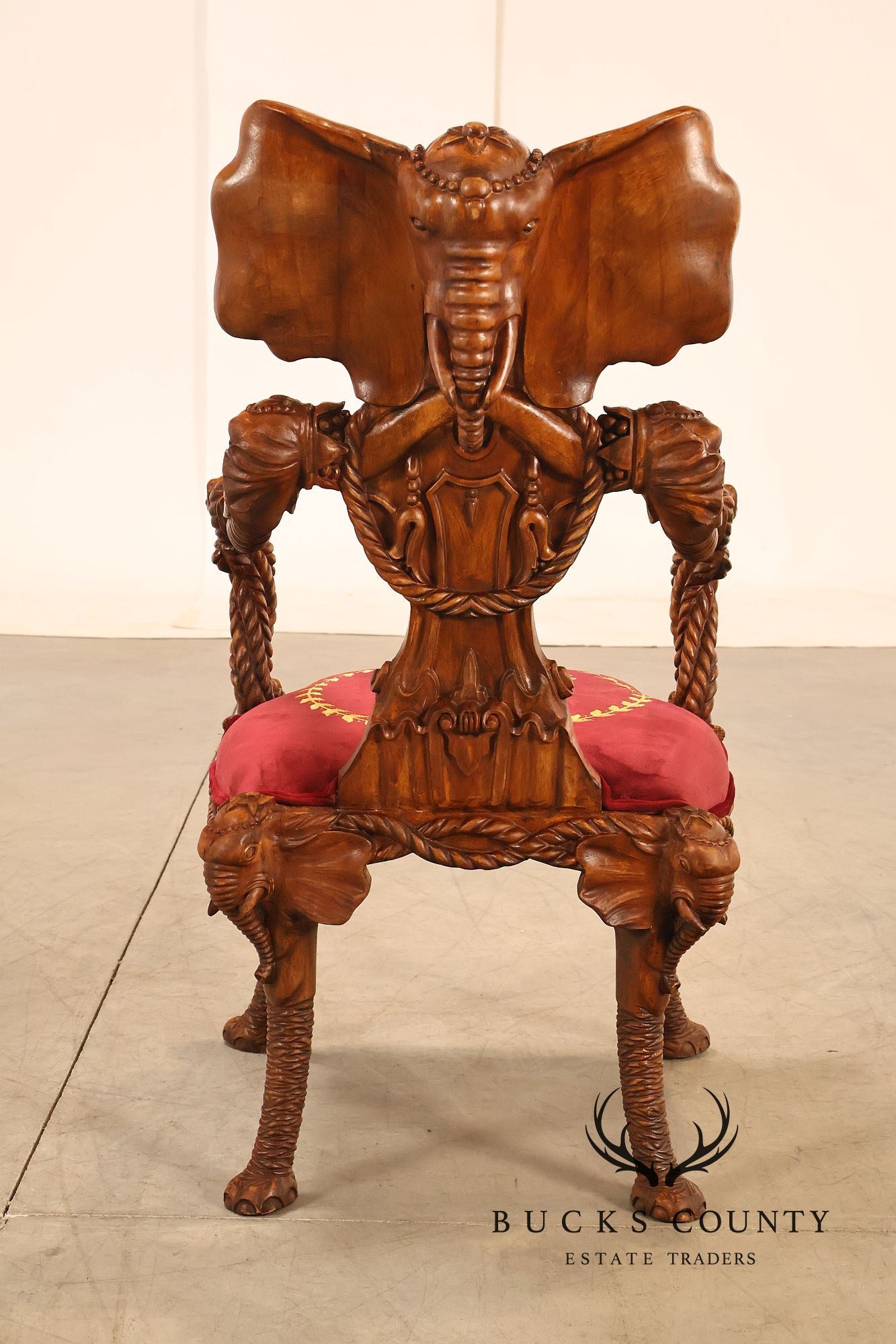 Anglo-Indian Set Of Four Carved Elephant Armchairs