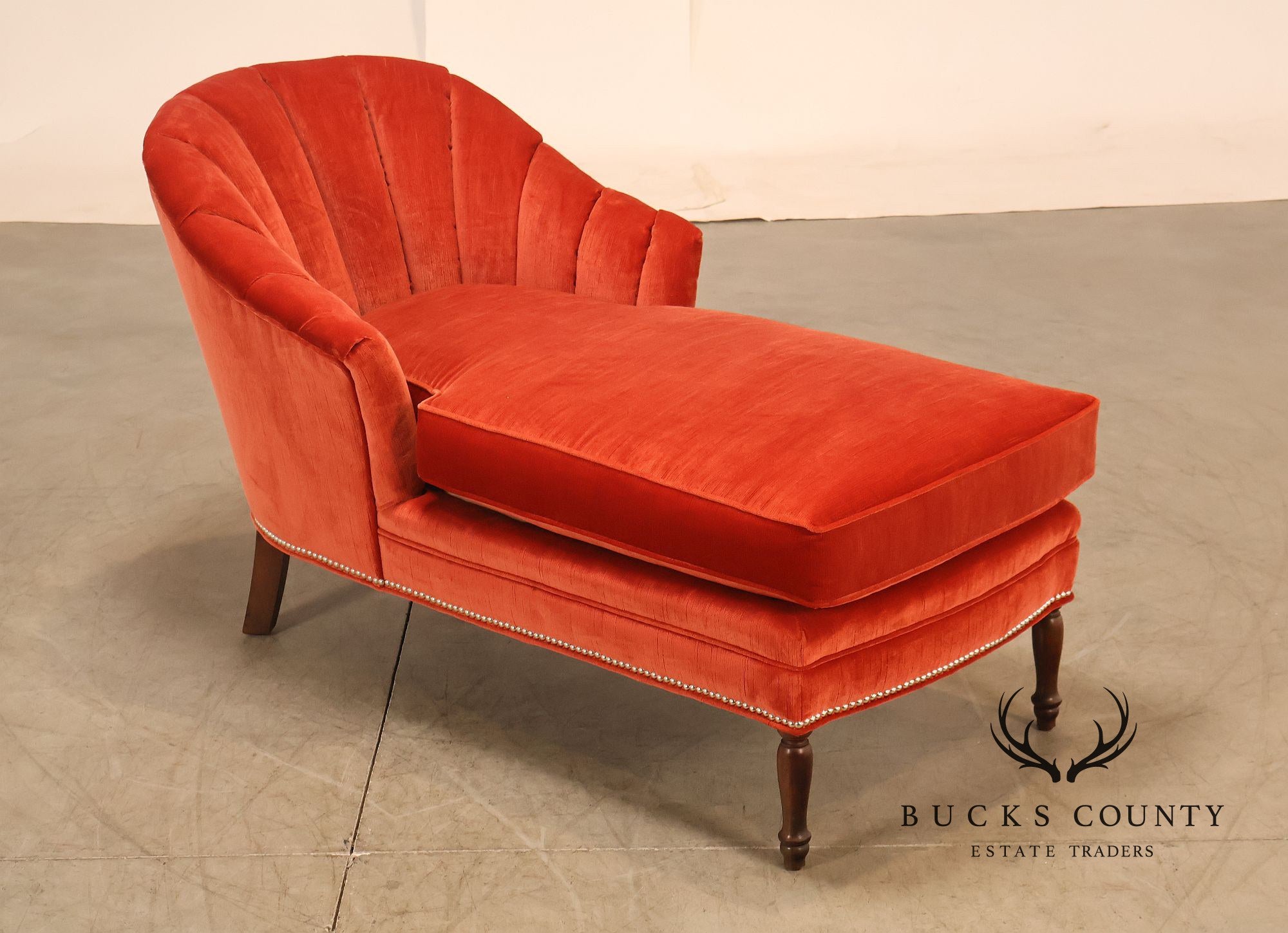 Vintage Channel Back Upholstered Chaise Lounge