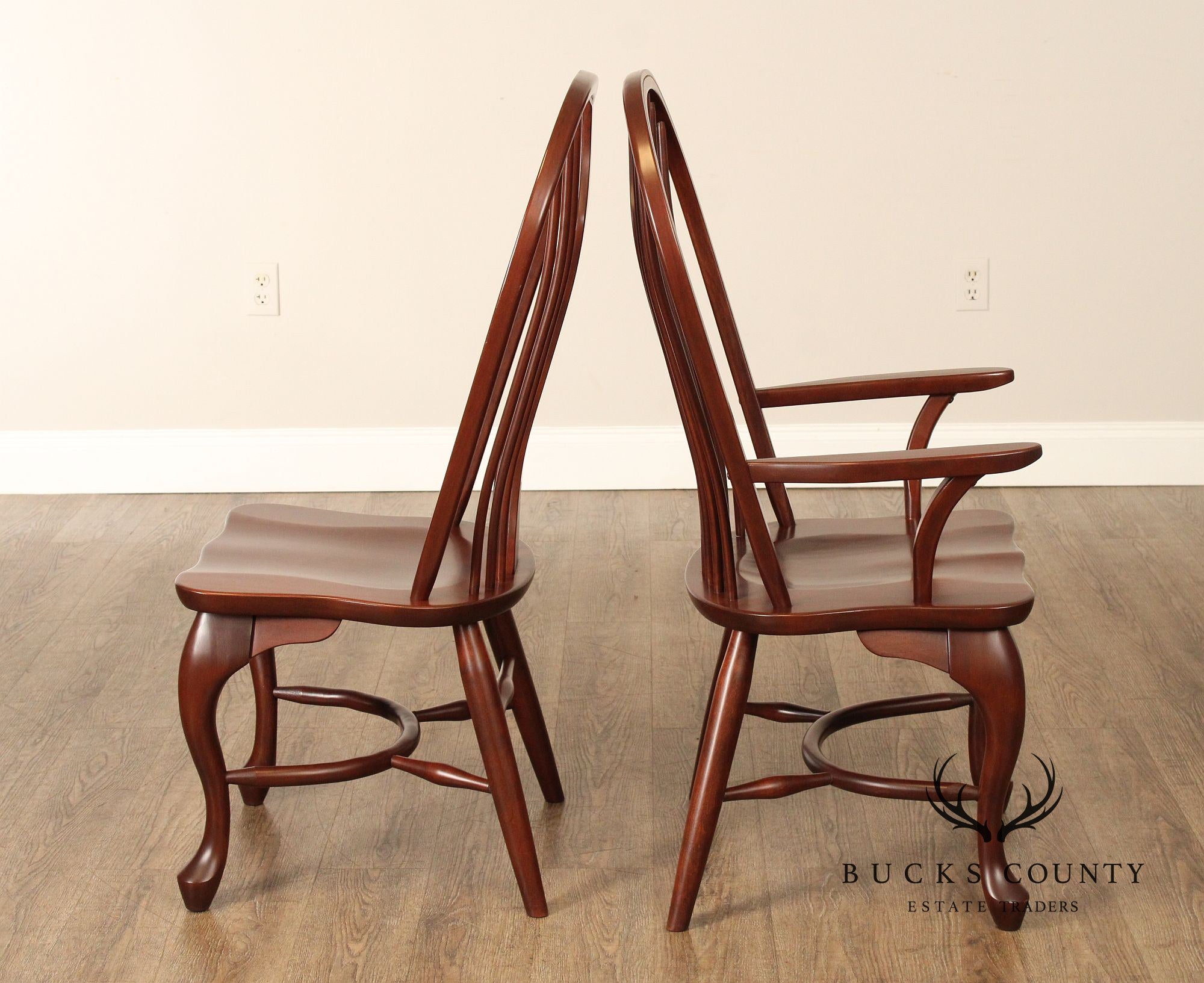 Custom Quality Set Of Six Cherry Windsor Style Dining Chairs