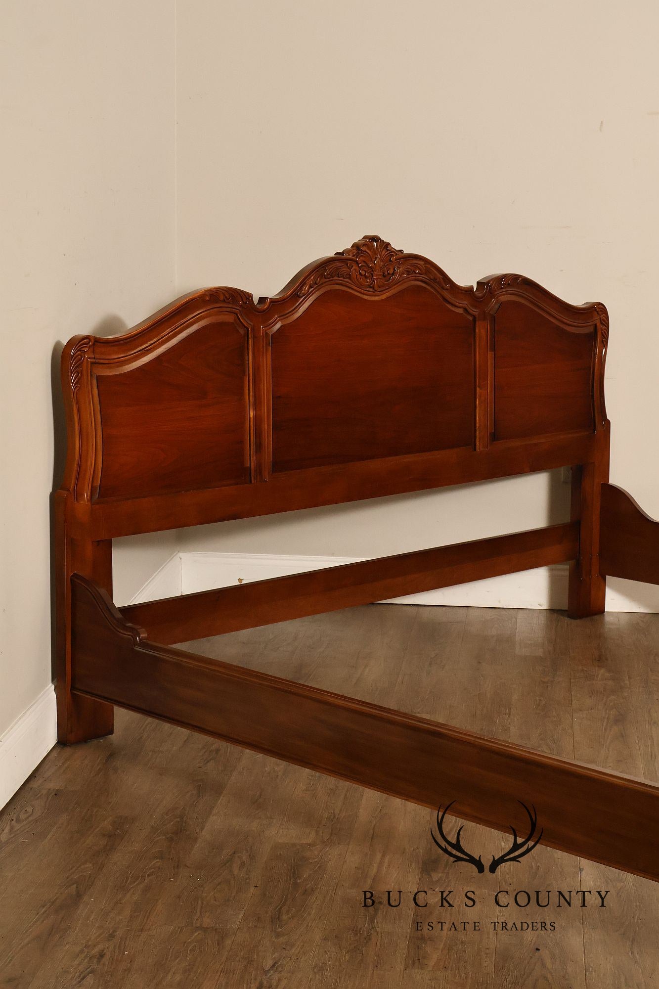 Henredon Carved Cherry King Size Bed Frame