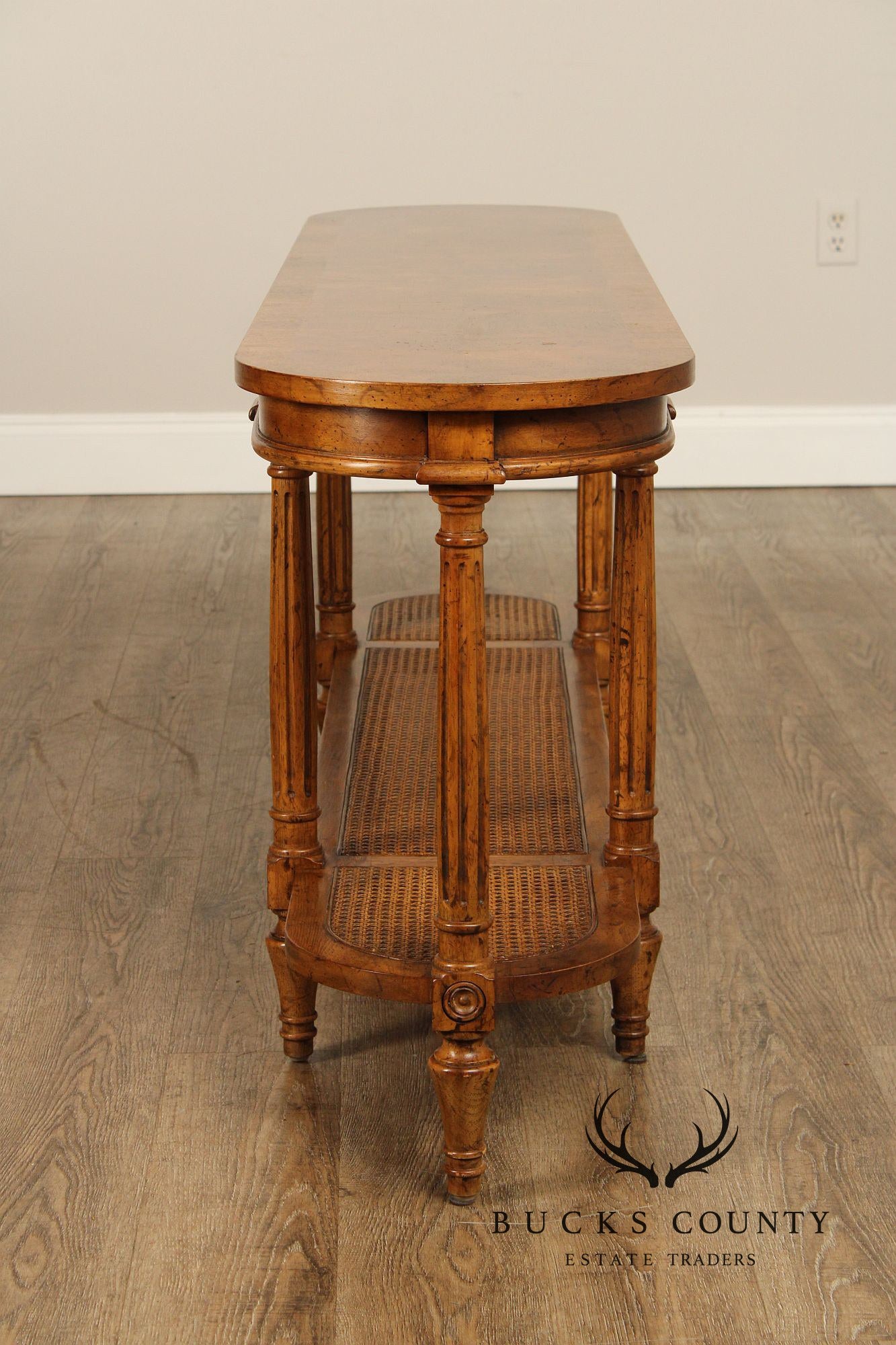 Heritage French Louis XVI Style Vintage Walnut Two-Tier Console Table