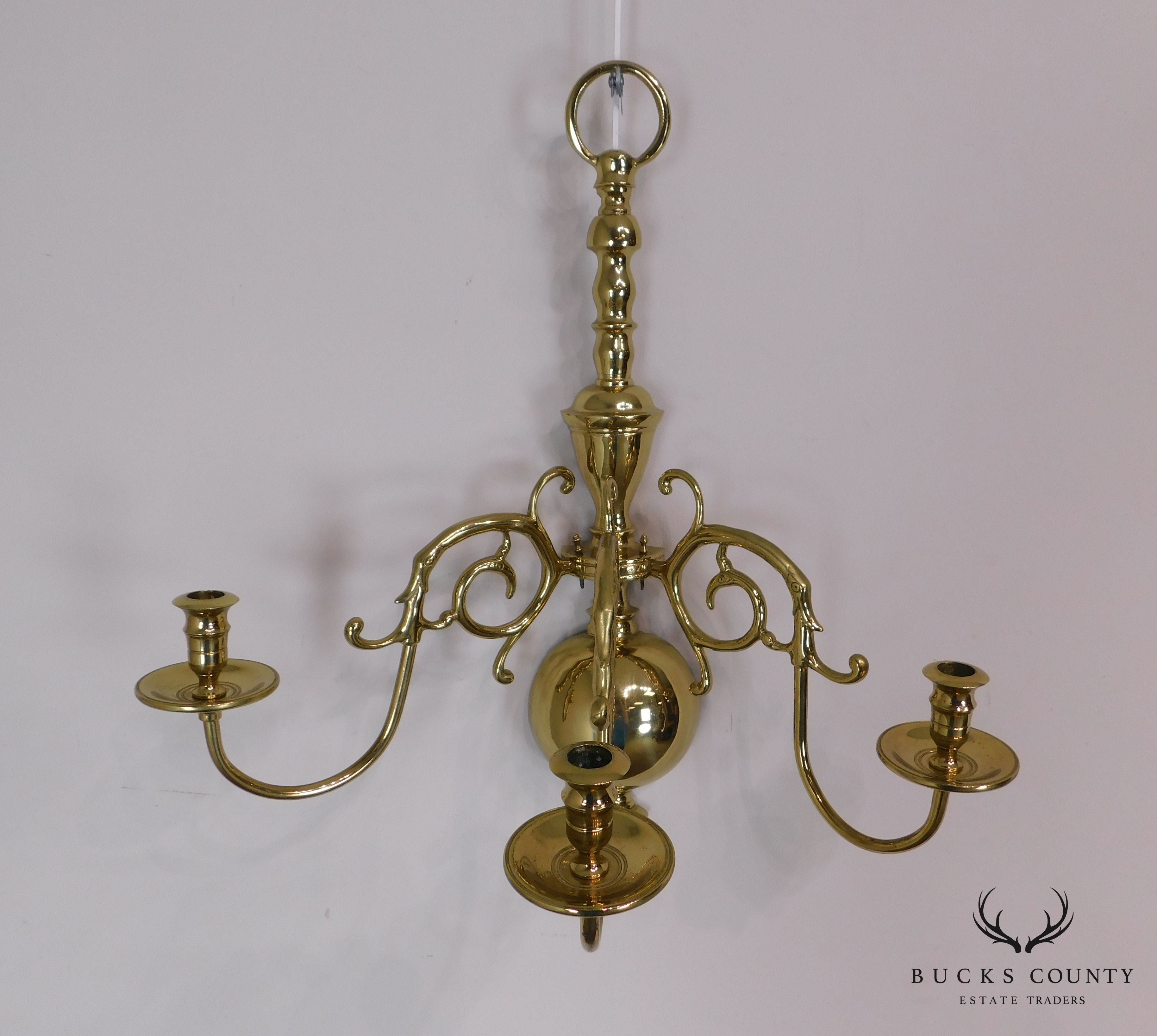 Virginia Metalcrafters Harvin Brass 3 Arm Wall Sconce