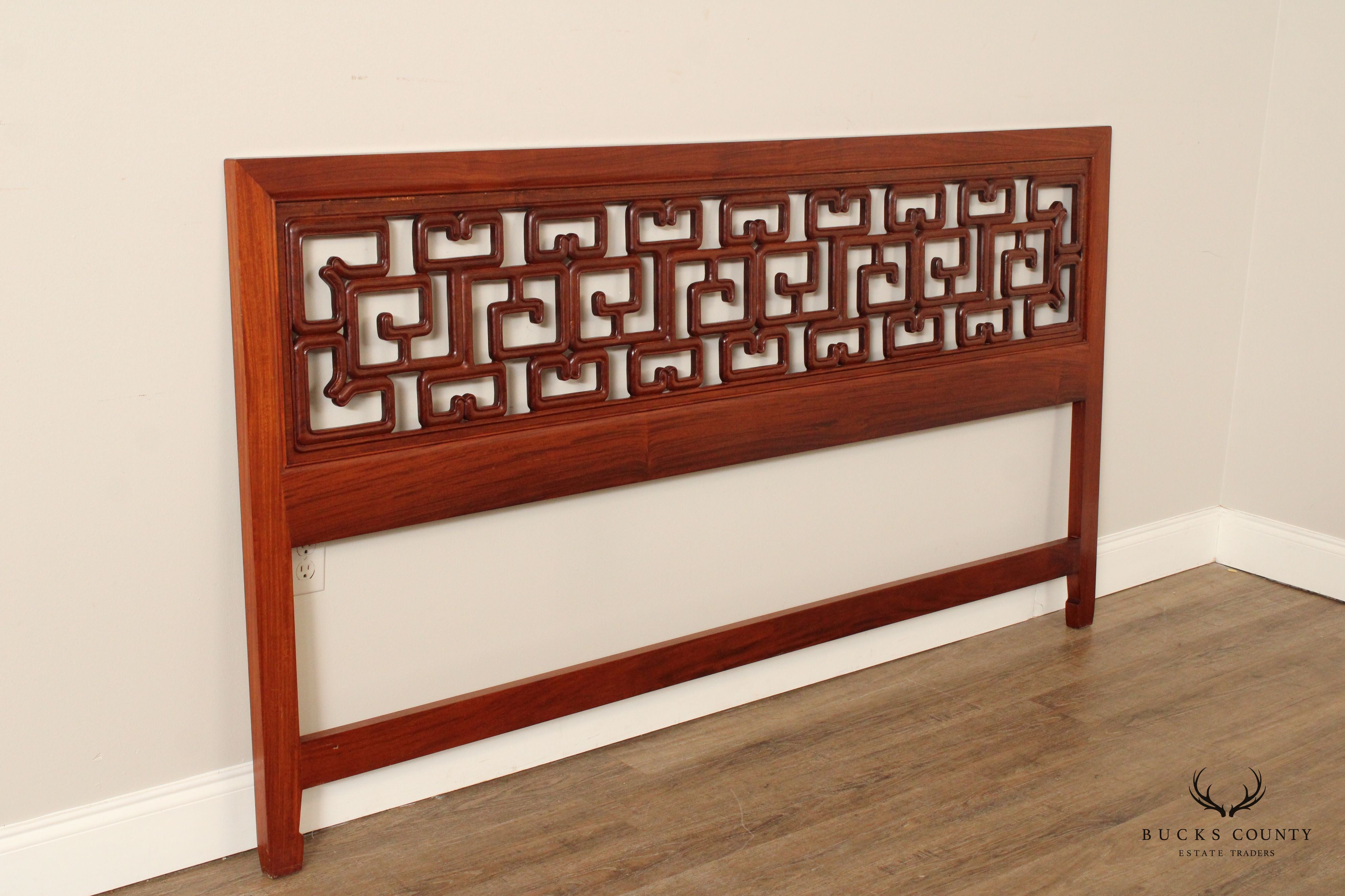 Far Eastern Furnishings Chinese Rosewood Fretwork King Size Headboard