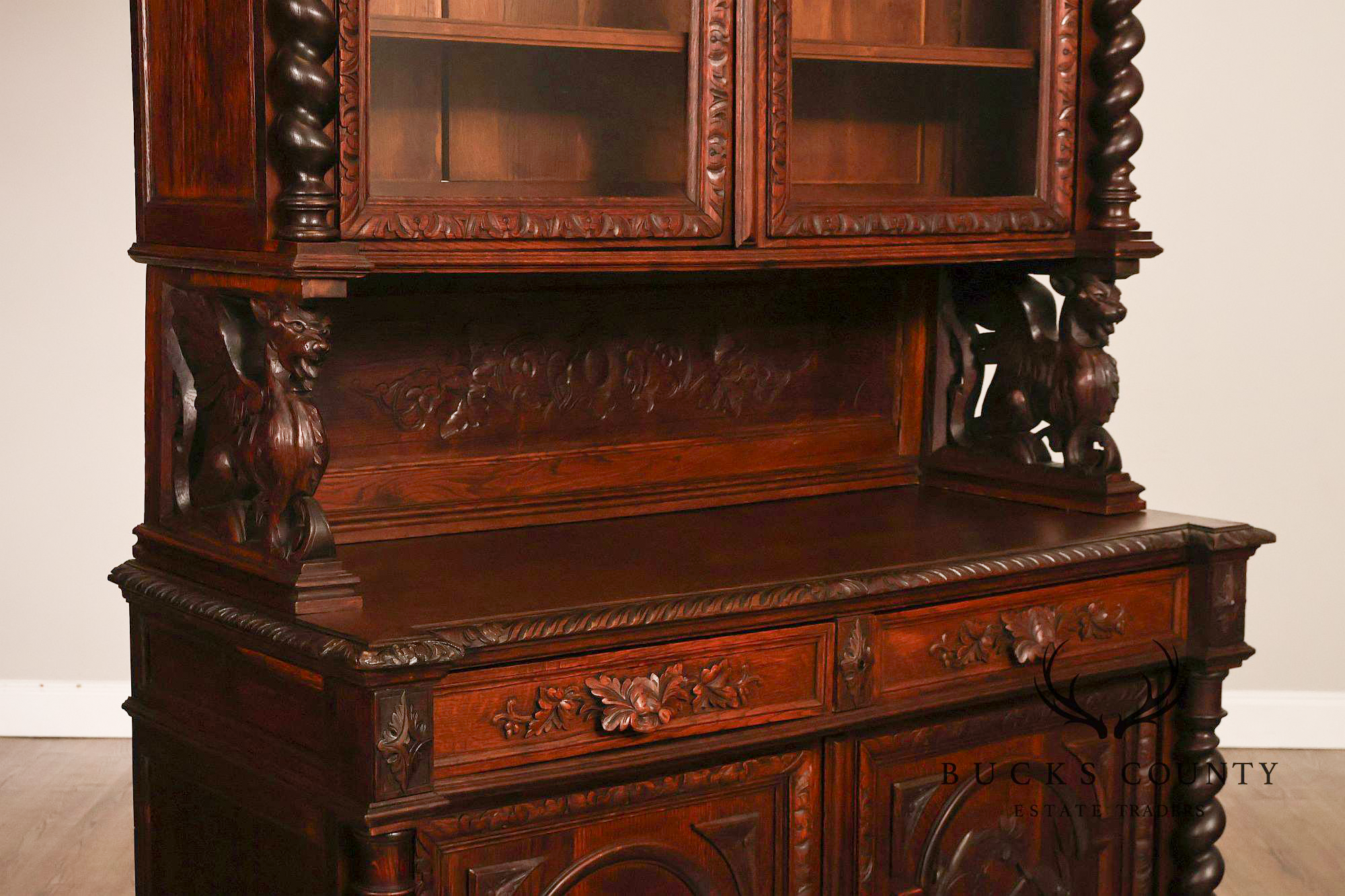 French Renaissance Revival Carved Oak Buffet