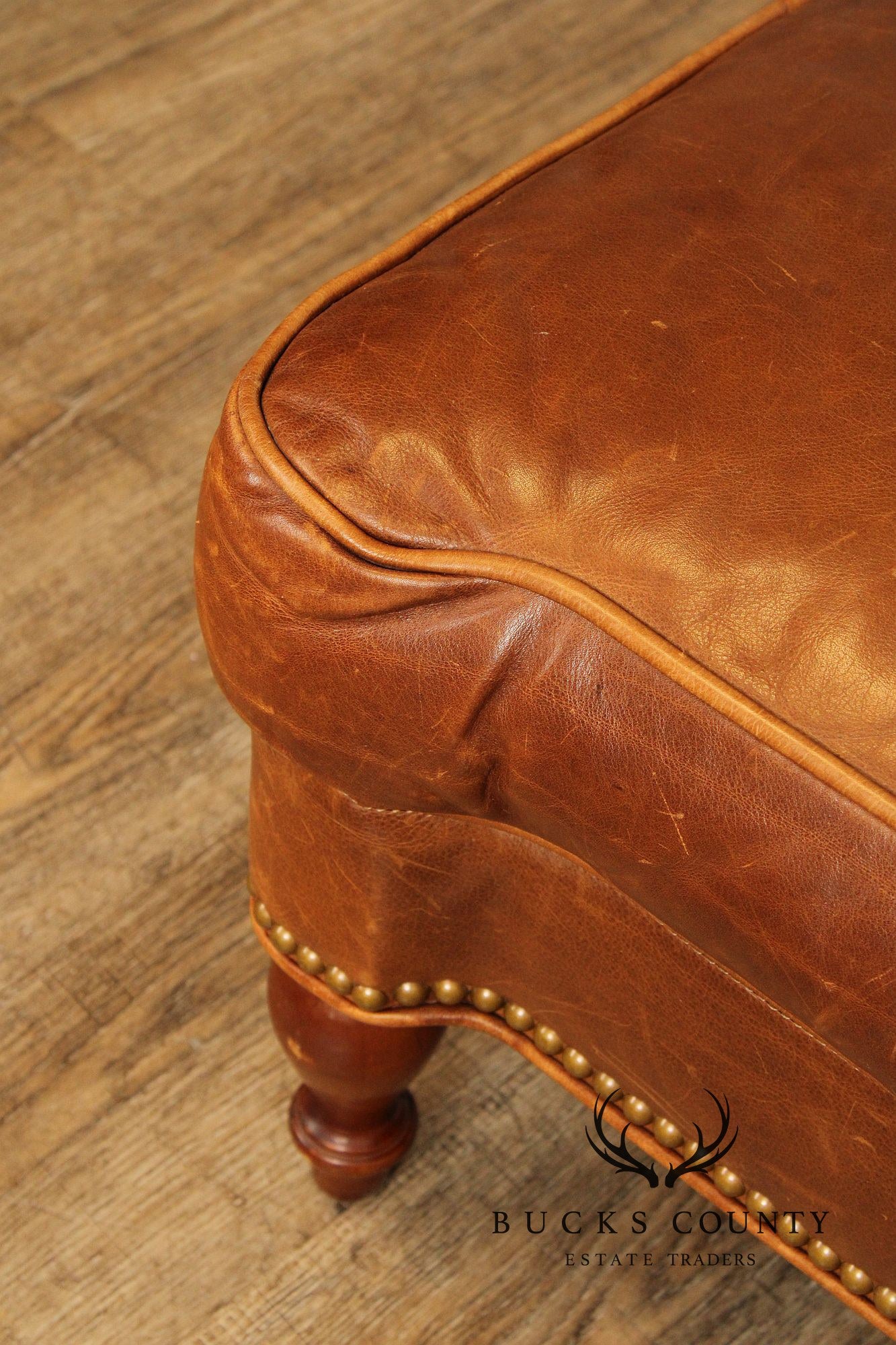 Hancock & Moore English Traditional Style Leather Ottoman