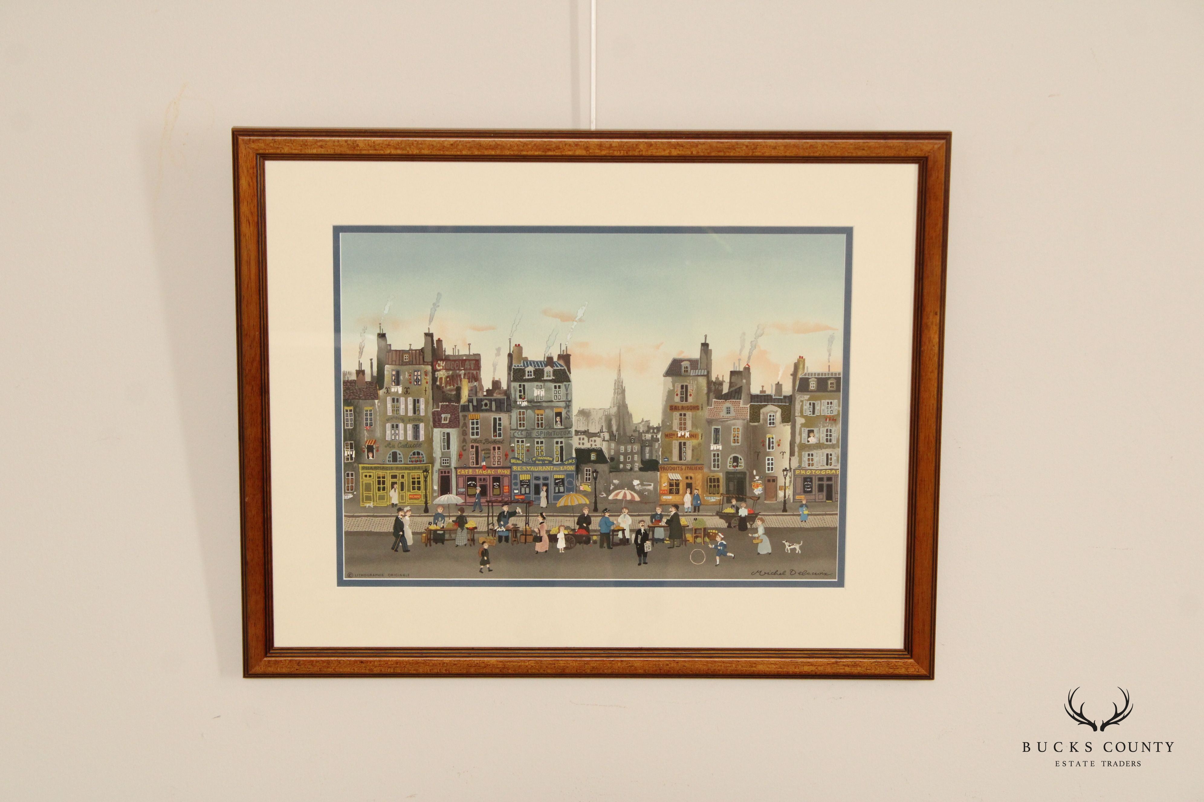 Michel Delacroix 'Marchand de Quatres Saisons' Framed Colored Lithograph