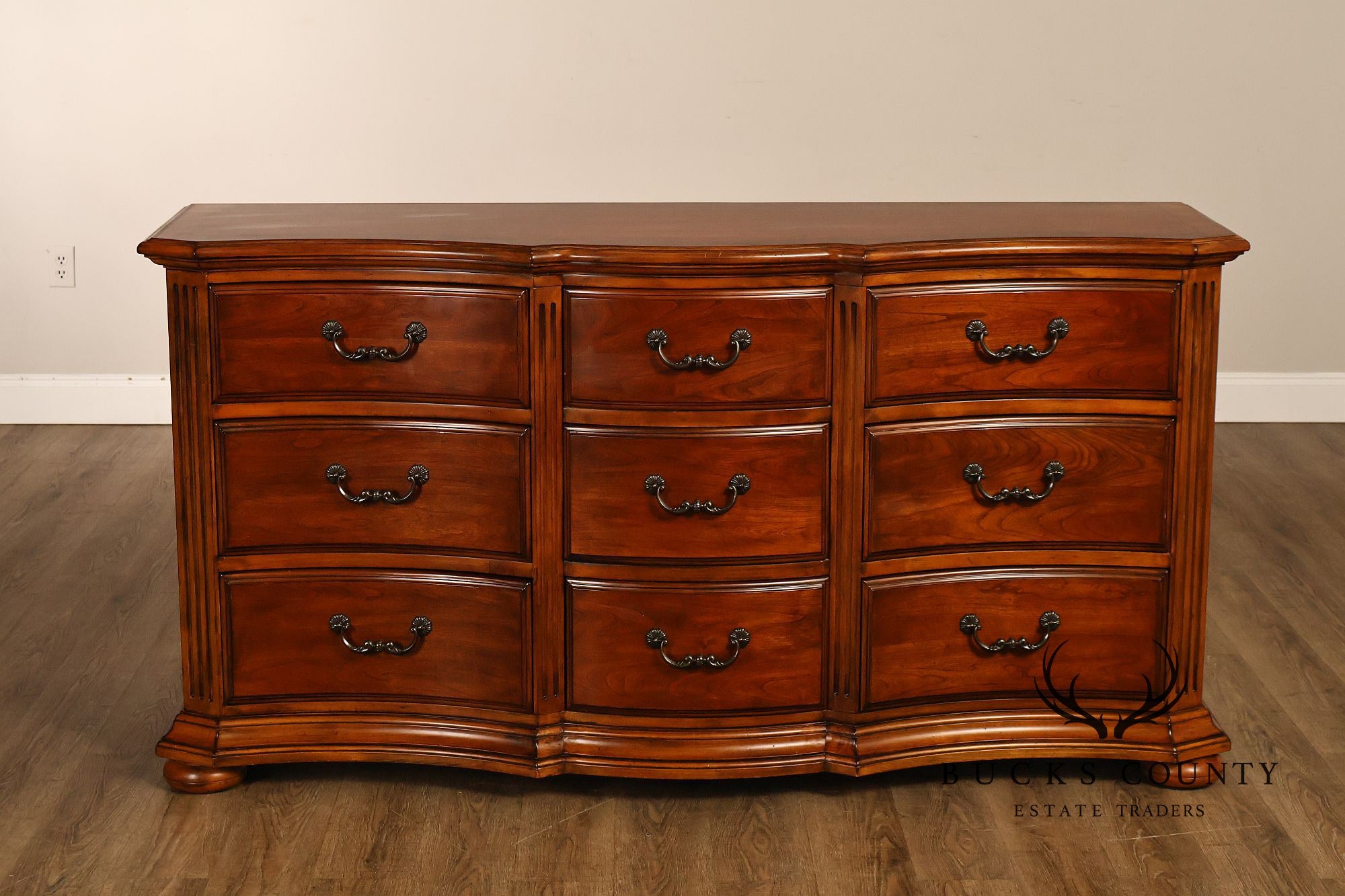 Ethan Allen Tuscany Serpentine Nine-Drawer Dresser In Cherry Finish