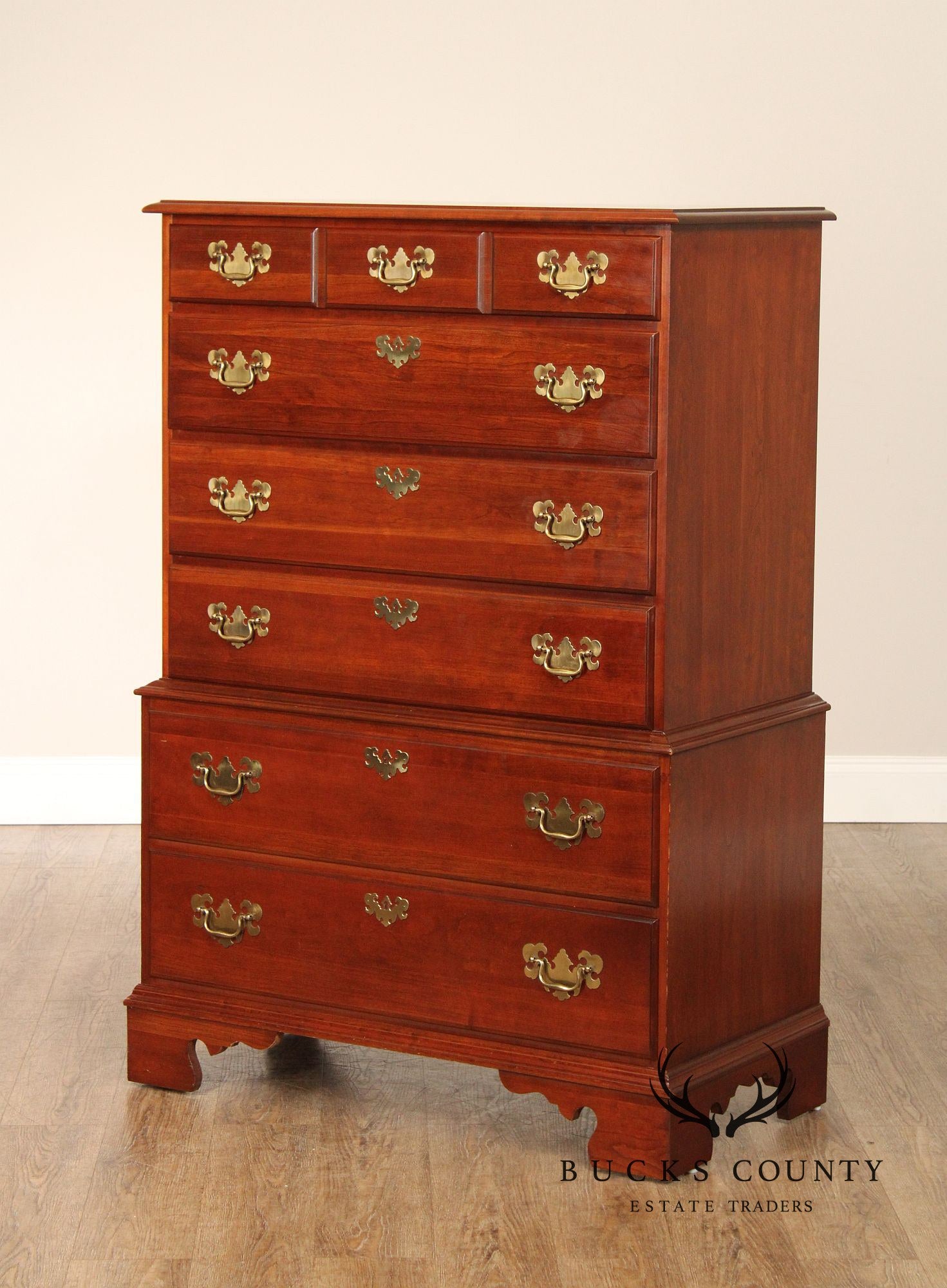 Pennsylvania House Chippendale Style Cherry Chest on Chest