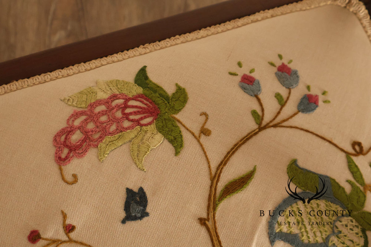 Scandinavian Carved and Embroidered Corner Chair