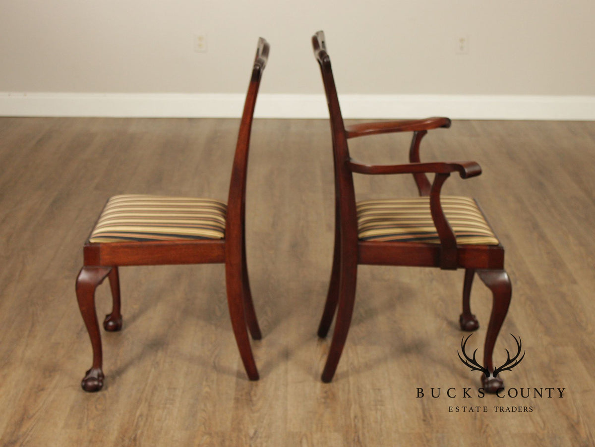Vintage Chippendale Style Set Of Six Mahogany Dining Chairs