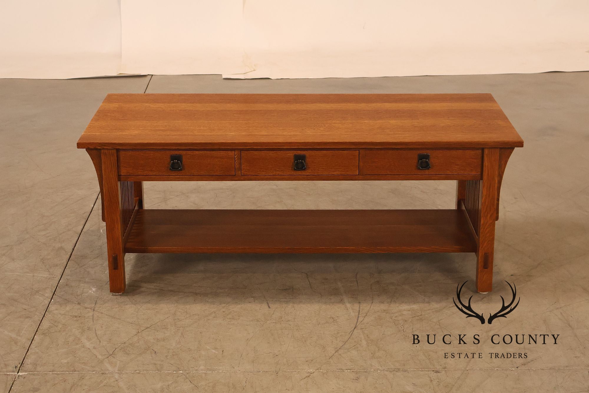 Stickley Mission Collection Oak Coffee Table With Drawers