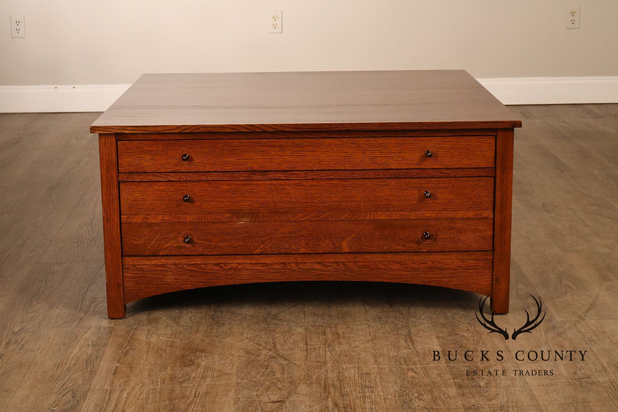 Stickley Harvey Ellis Mission Collection Oak Cocktail Table With Inlay