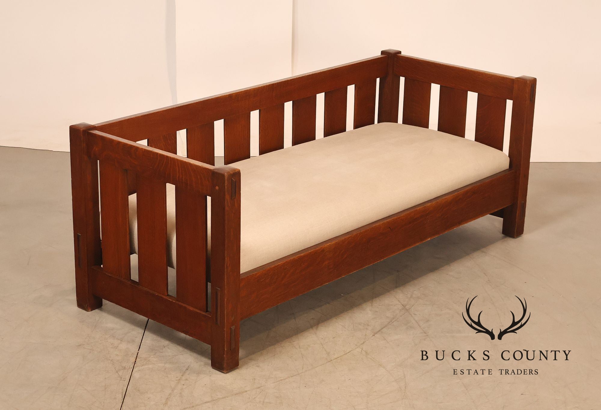 Antique Gustav Stickley No. 208 Arts And Crafts Mission Oak Settle