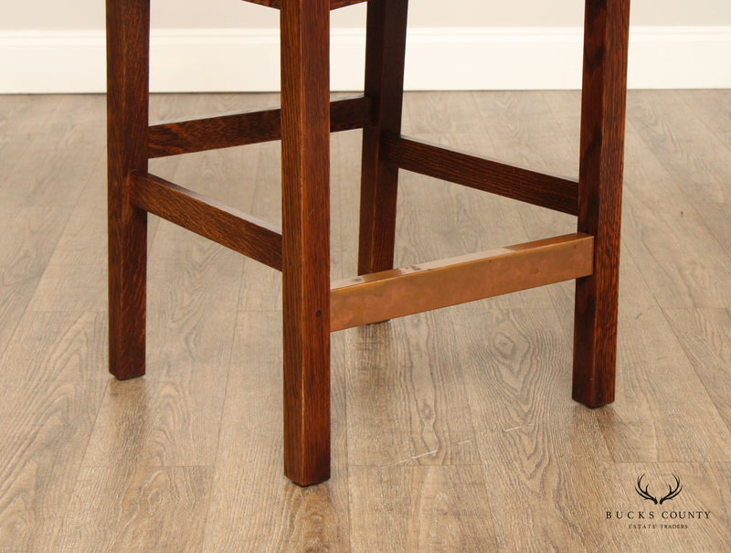 Stickley Mission Collection Pair Oak Counter Stools