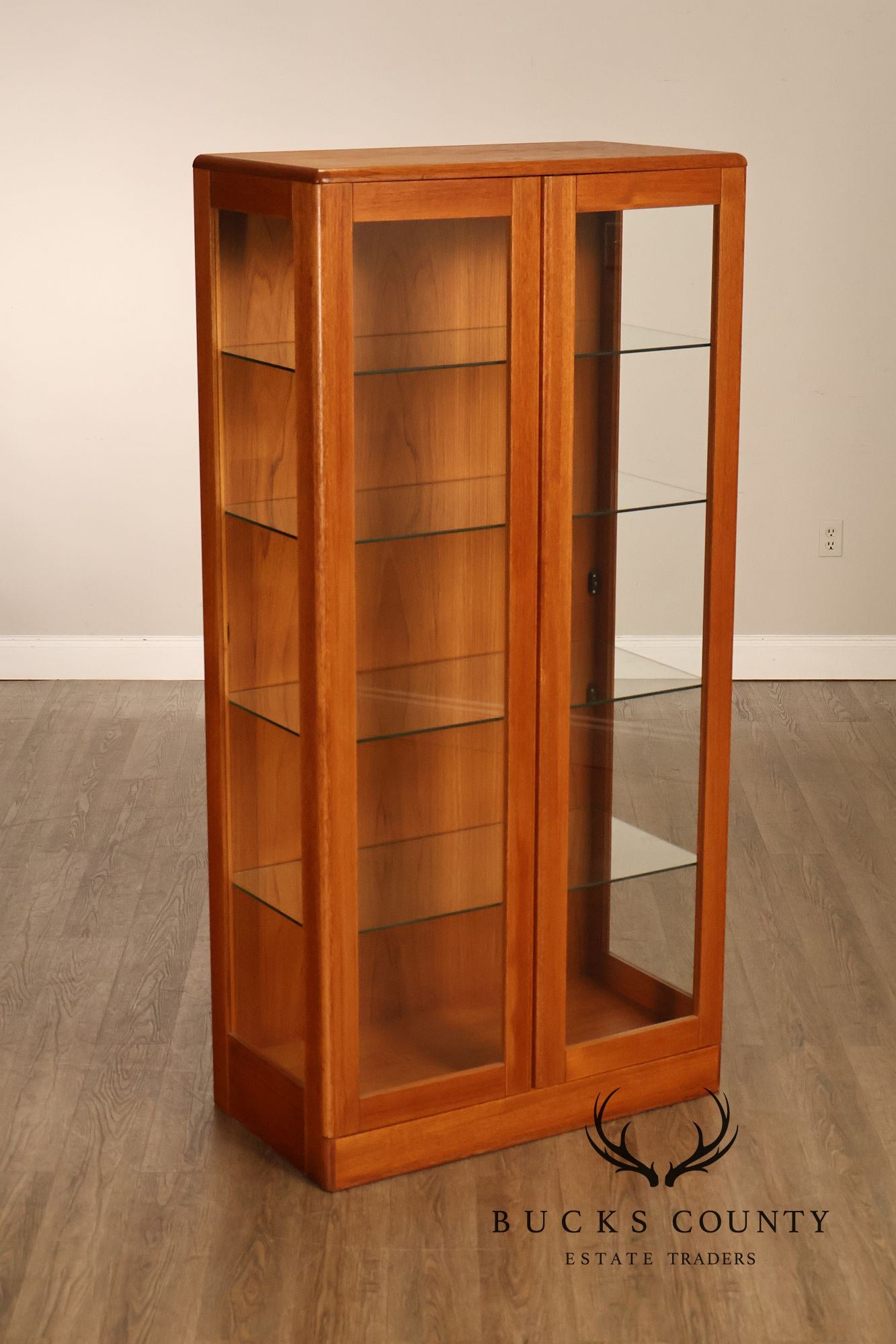 Danish Modern Teak And Glass Curio Display Cabinet