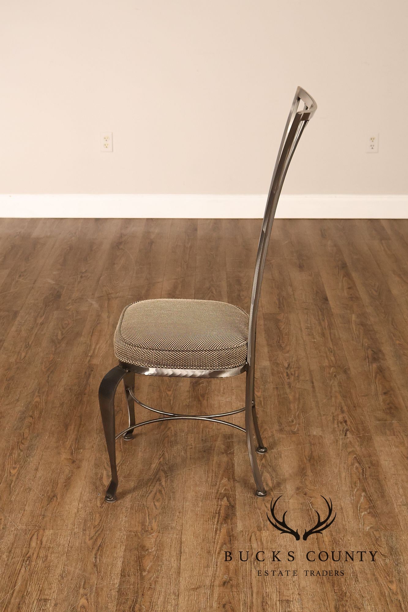 Shaver Howard Modern Style Set Of Eight Brushed Steel Dining Chairs