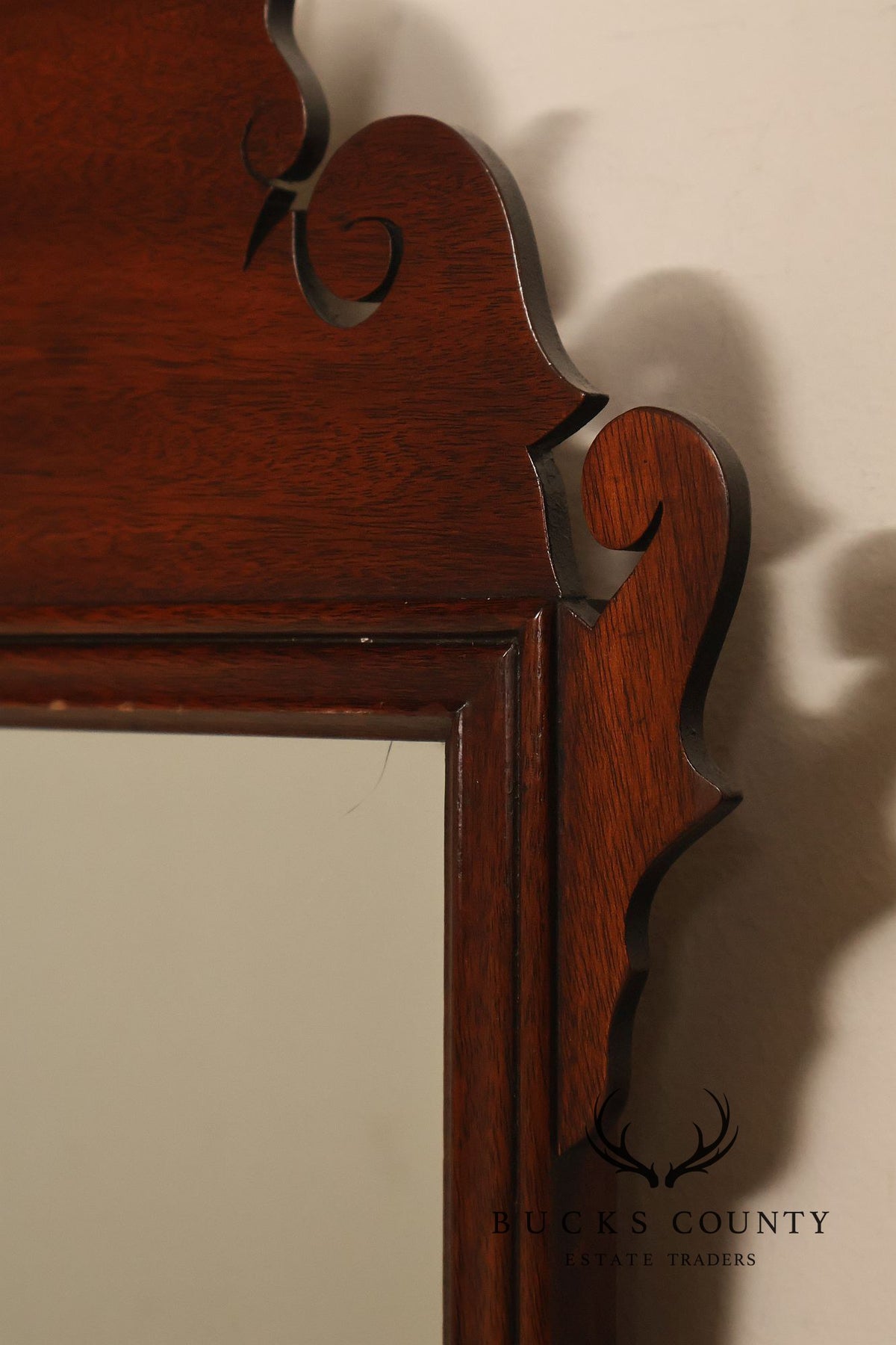 Henkle-Harris Chippendale Style Mahogany Scrollwork Wall Mirror