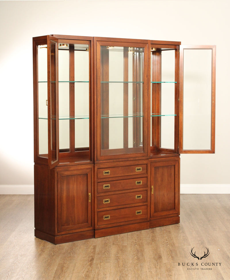 Ethan Allen Cherry Campaign Style China Cabinet