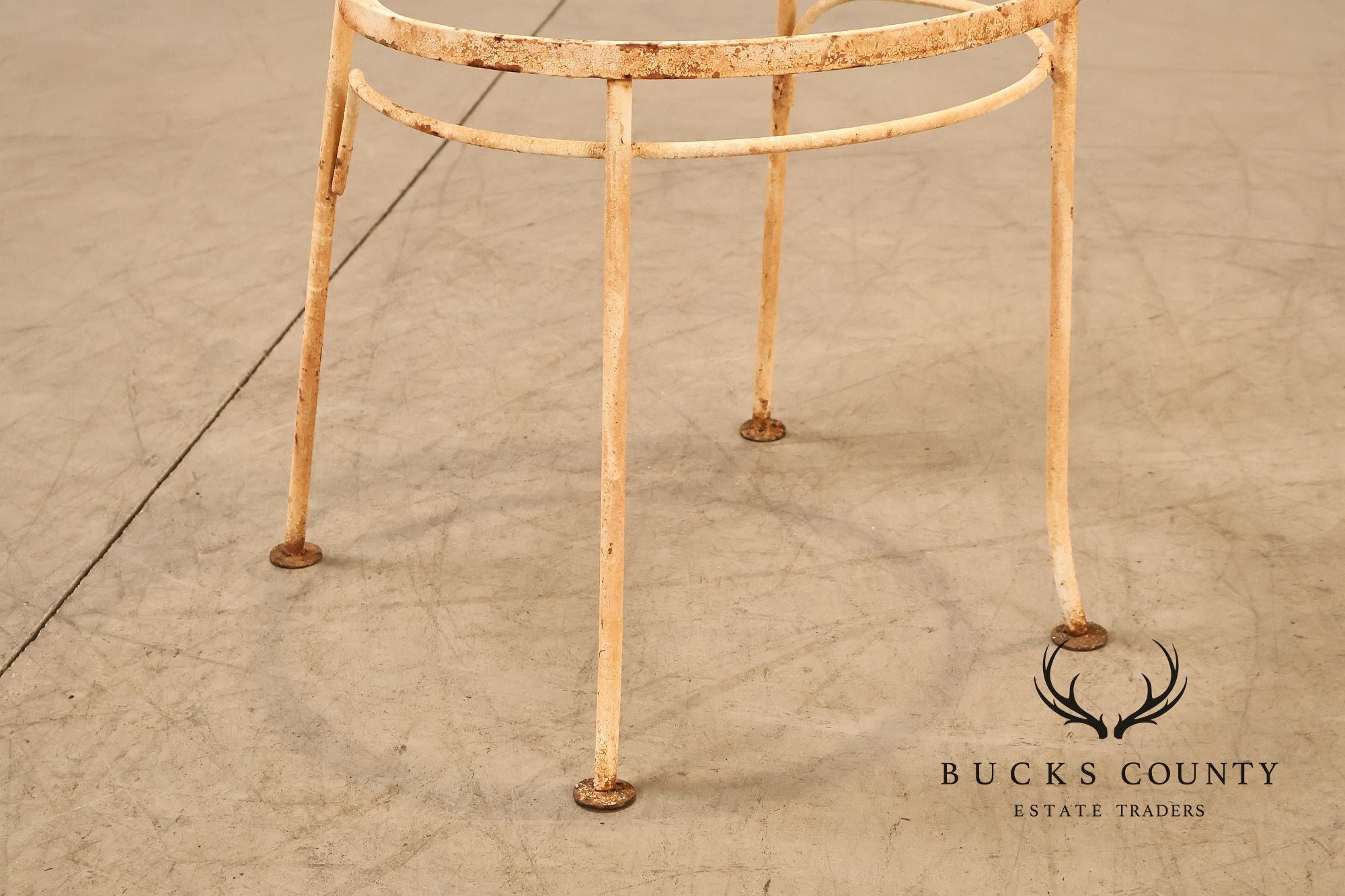 Painted Wrought Iron Set Of Three Garden Chairs With Decorative Backs