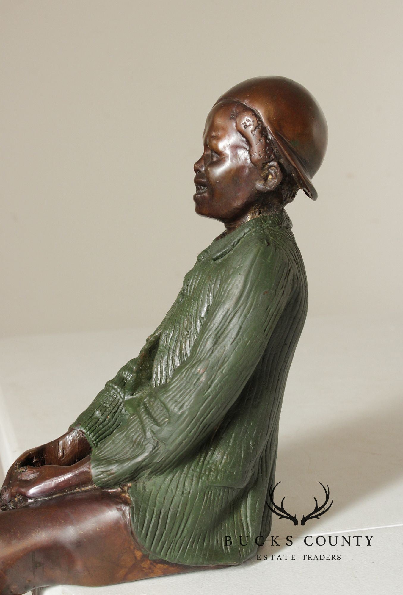 Vintage Bronze Fisherman Figure