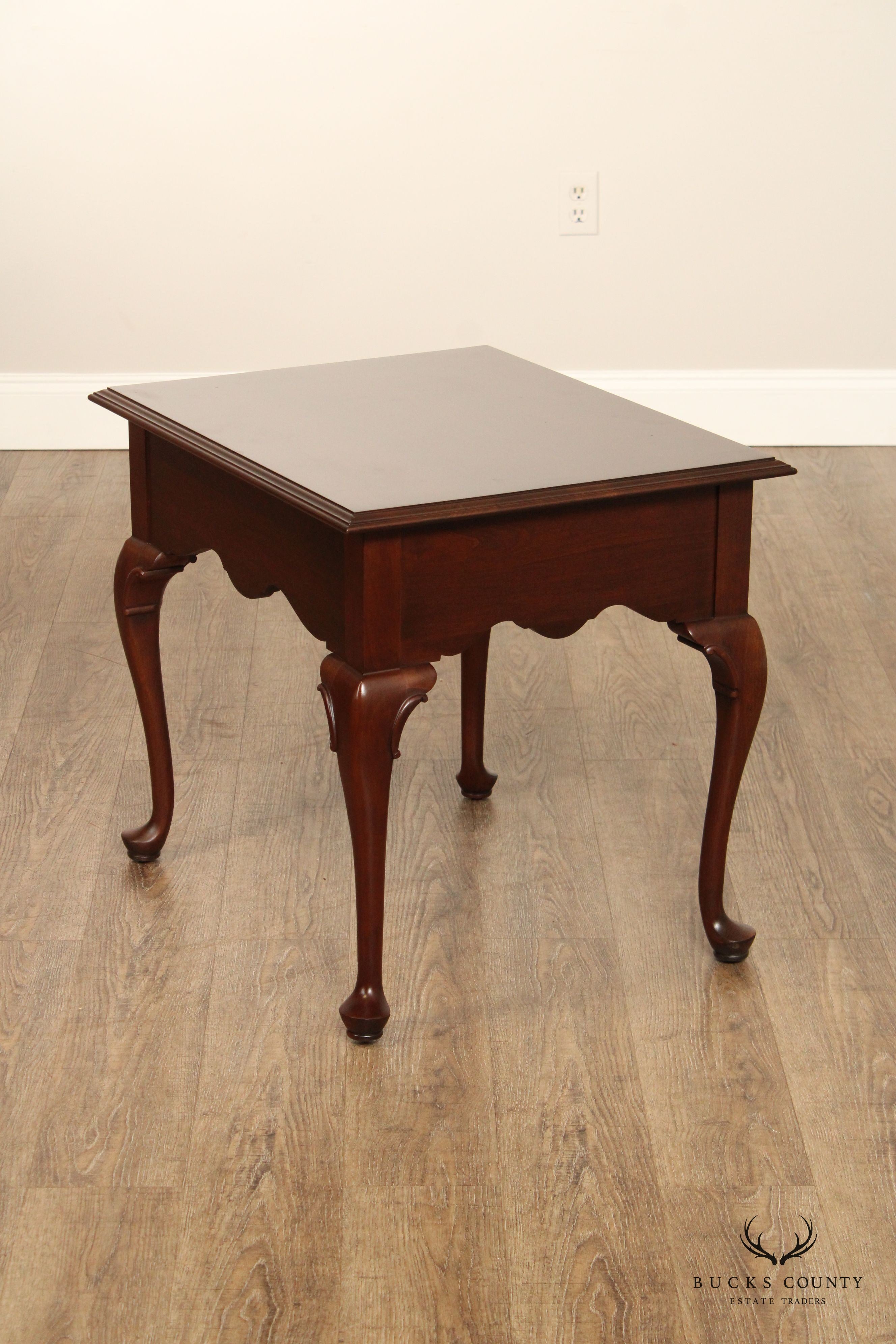 ETHAN ALLEN 'GEORGIAN COURT' QUEEN ANNE STYLE CHERRY END TABLE