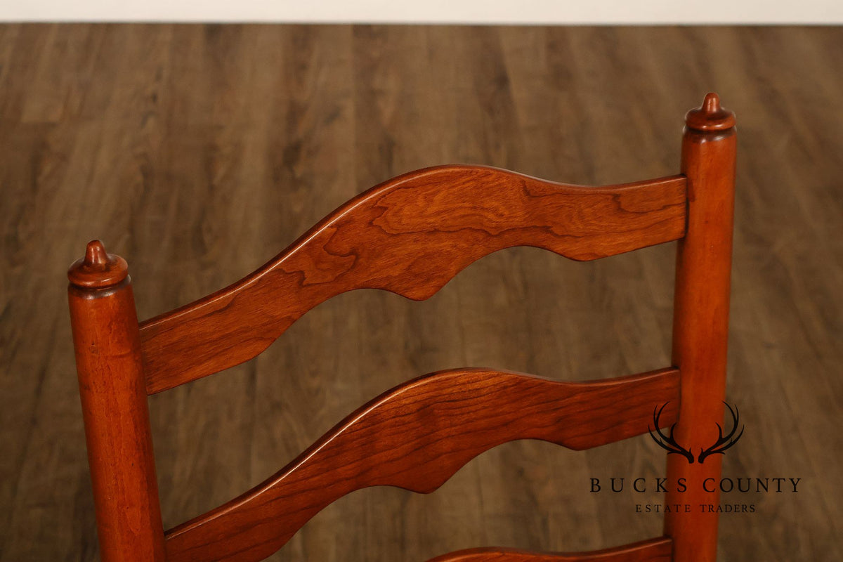 Stickley Set Of Four Cherry Ladder Back Dining Chairs With Rush Seats