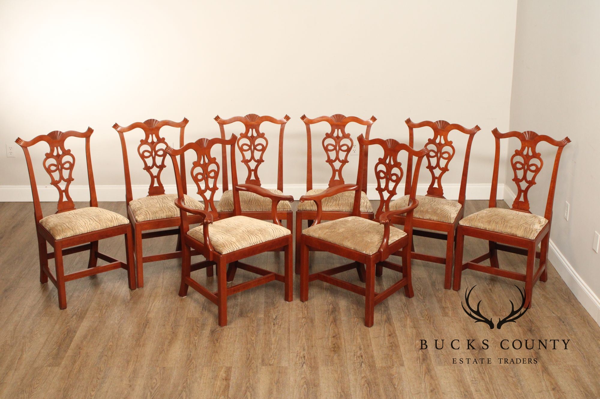 Eldred Wheeler Chippendale Style Set of Eight Cherry Dining Chairs