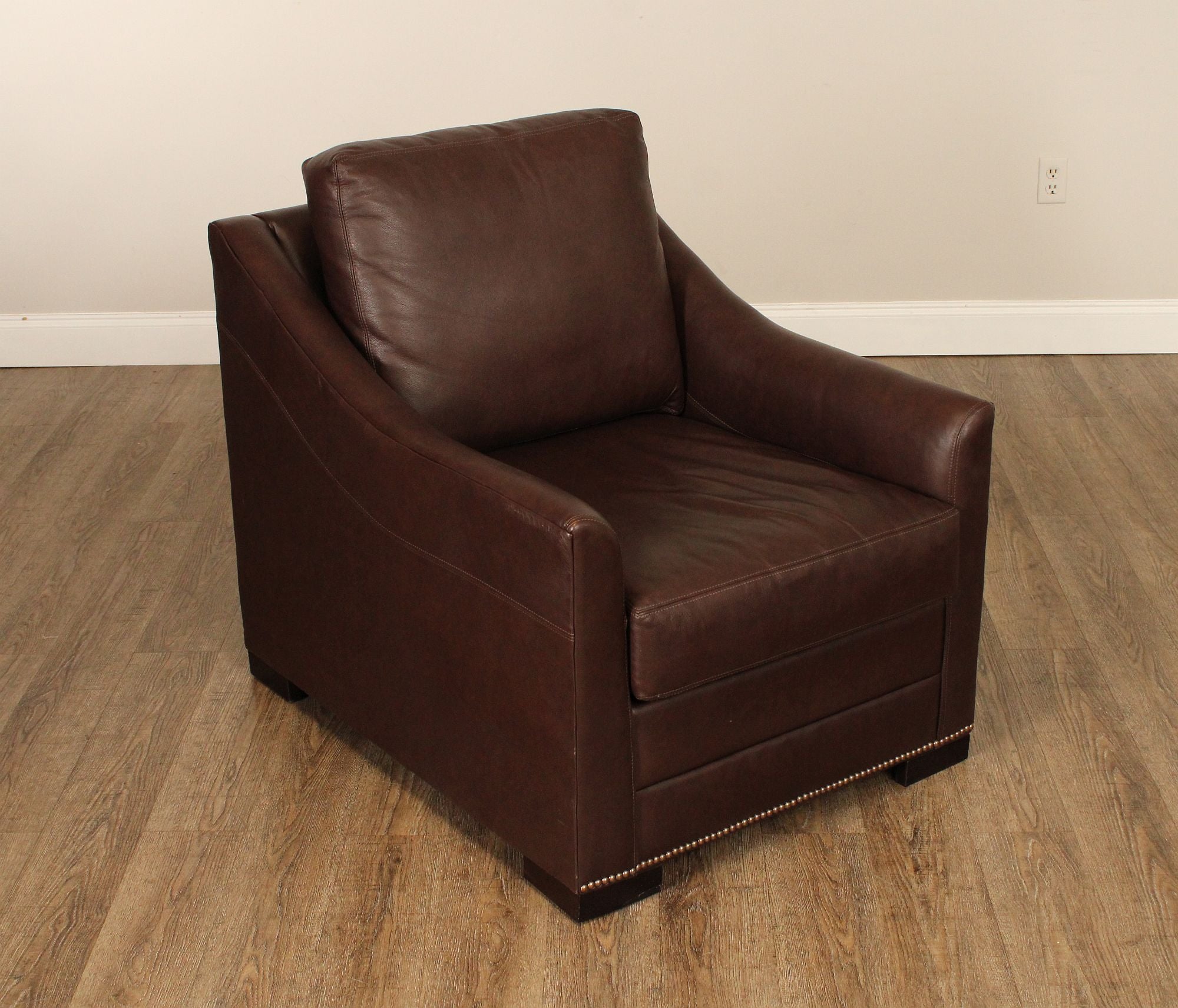 Traditional Leather Club Chair and Ottoman