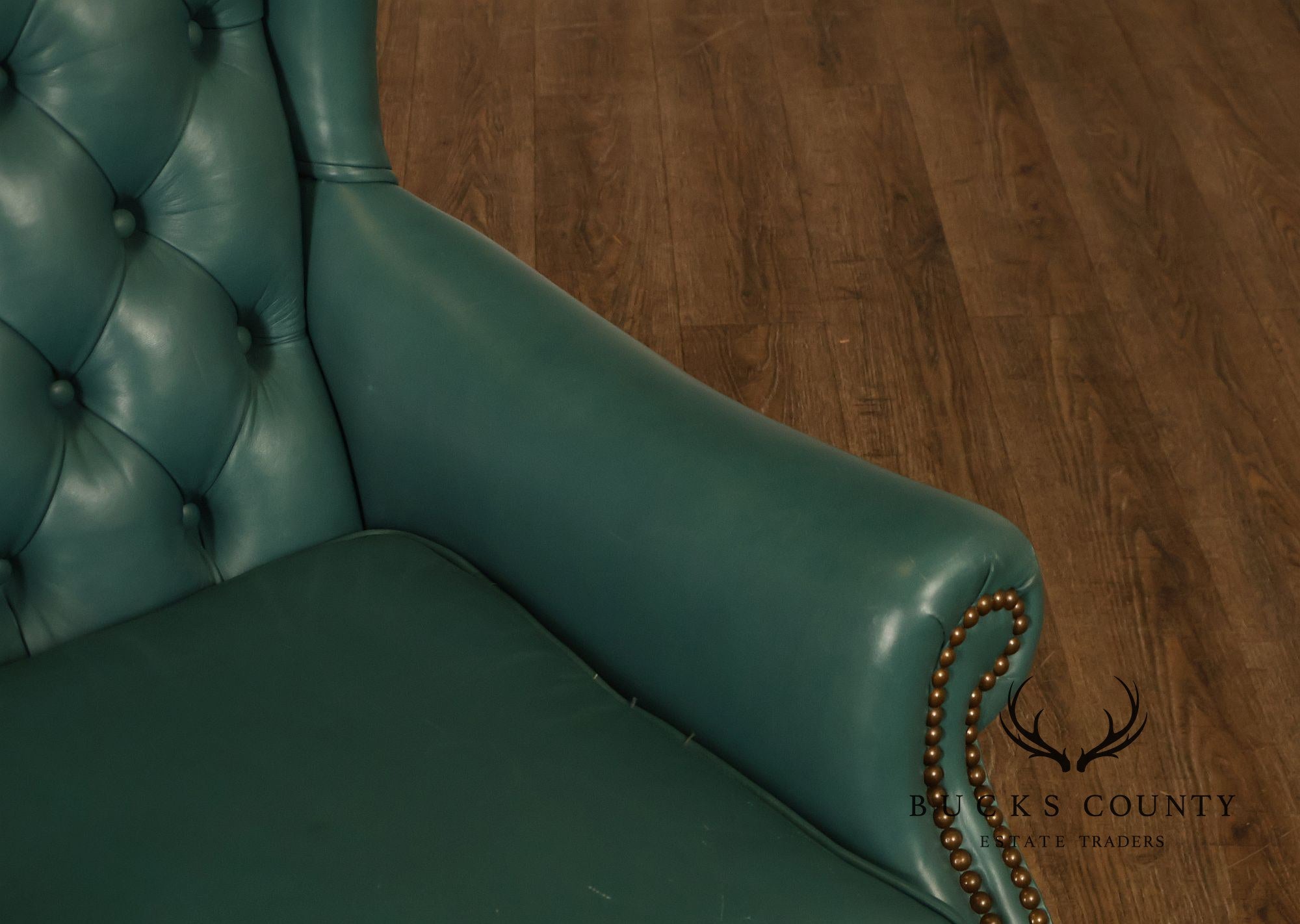 Distinction Furniture Chippendale Style Green Leather Wingback Armchair