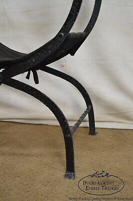 Antique Wrought Iron Savonarola X Form Arm Chair