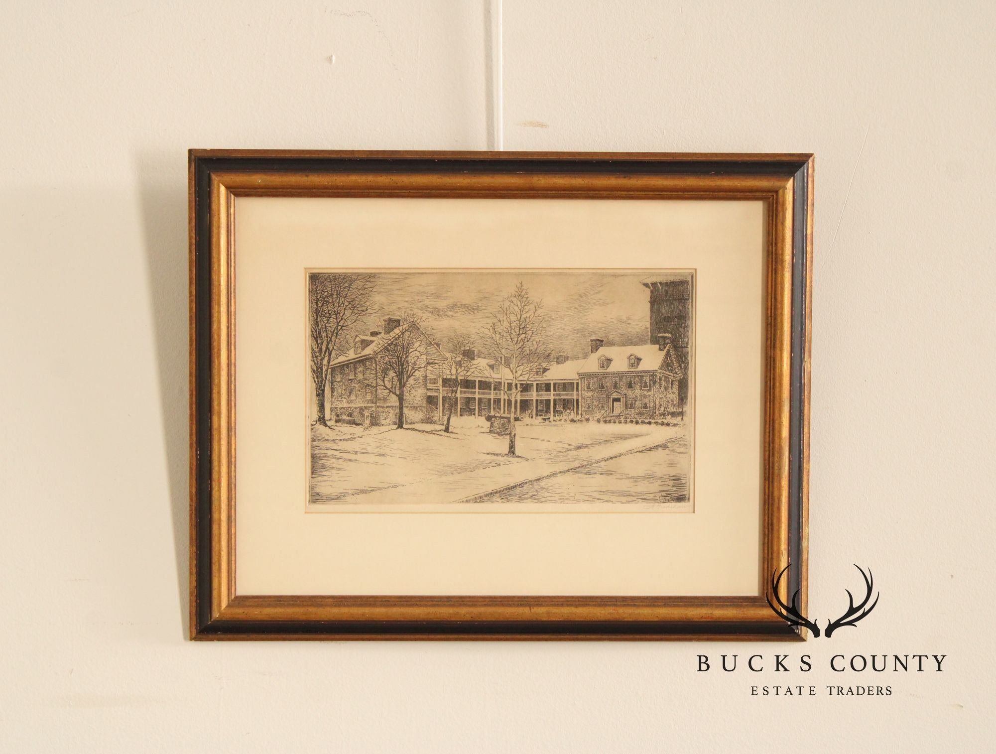 George Bradshaw Etching, Old Barracks