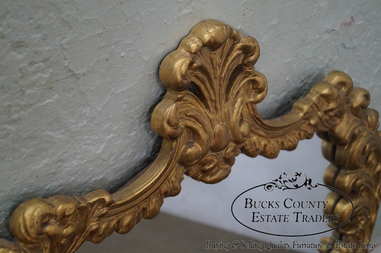 Vintage Gilt Wood Rococo Style Hanging Wall Mirror