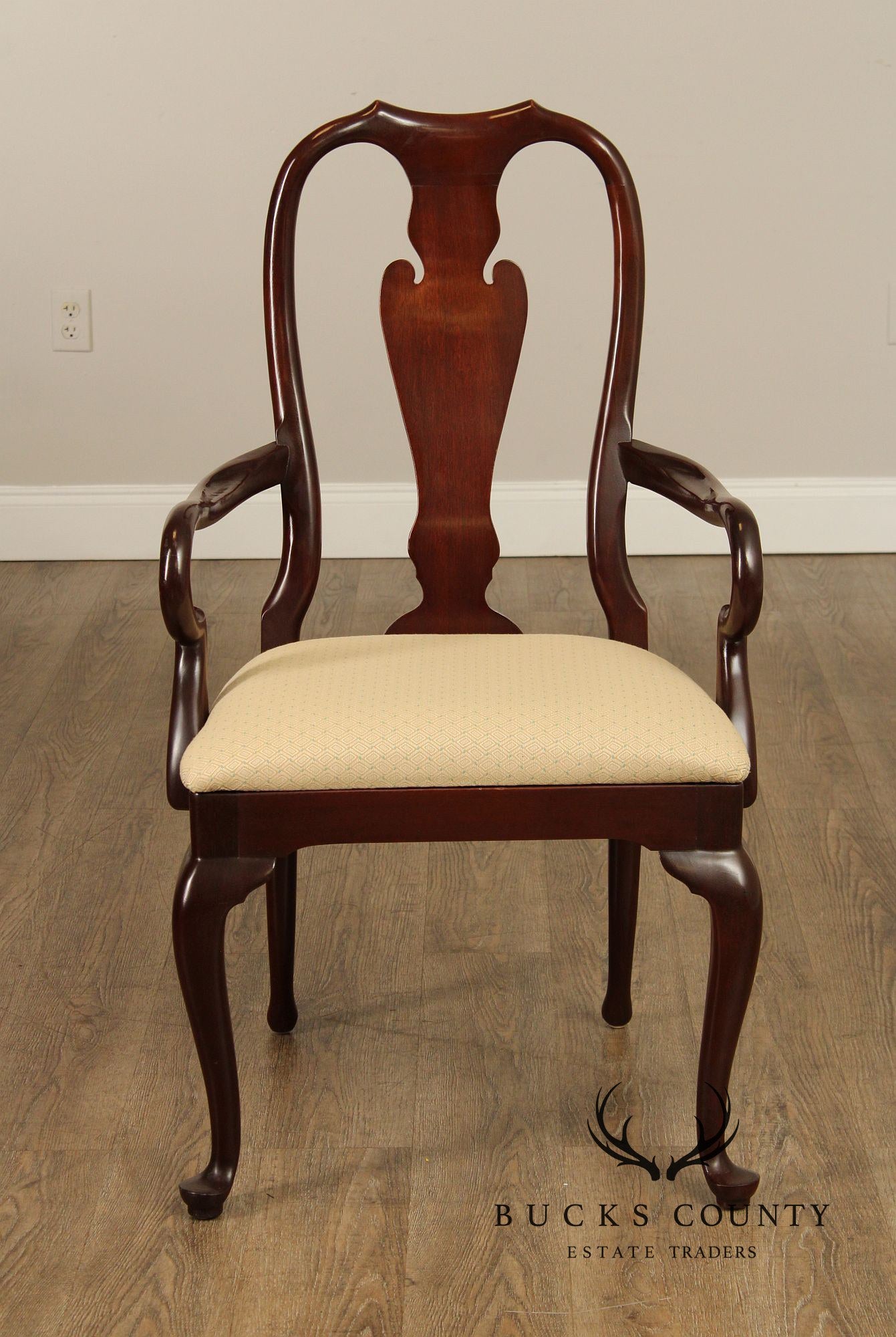 Councill Queen Anne Style Set of Ten Carved Mahogany Dining Chairs