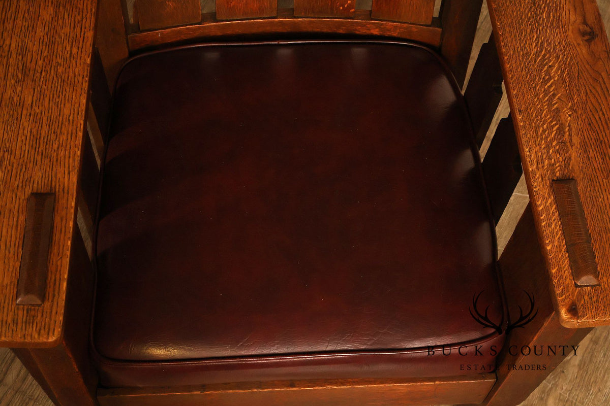 Antique Charles Stickley Mission Oak High Back Rocking Chair