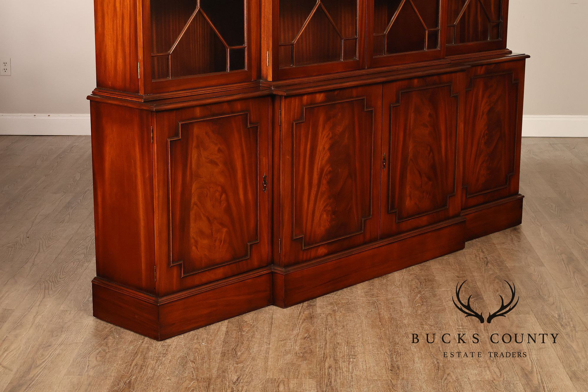 Georgian Style English Mahogany Four Door Bookcase Breakfront