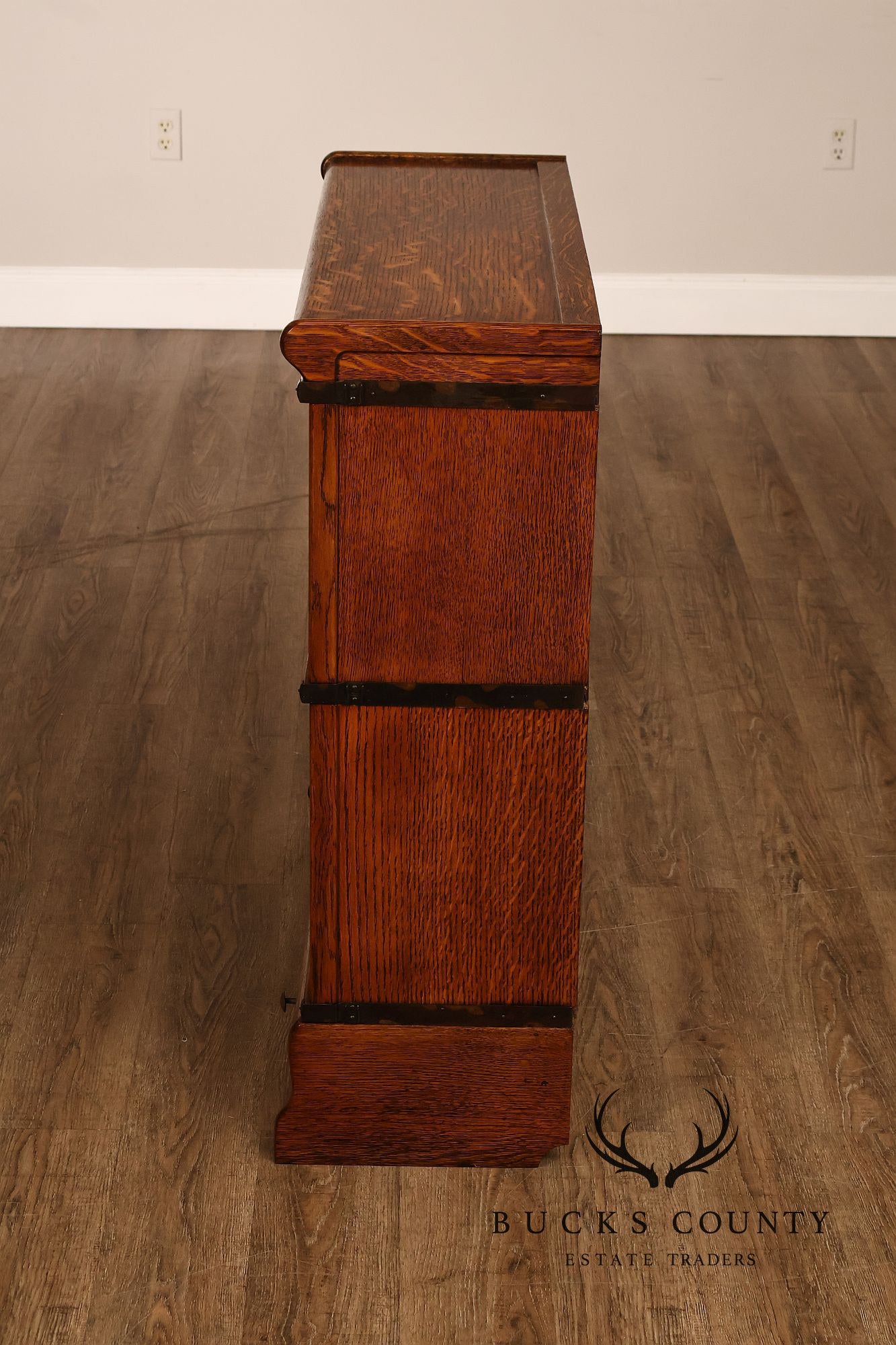 Globe-Wernicke Antique Oak Two-Stack Barrister Bookcase With Drawer Base