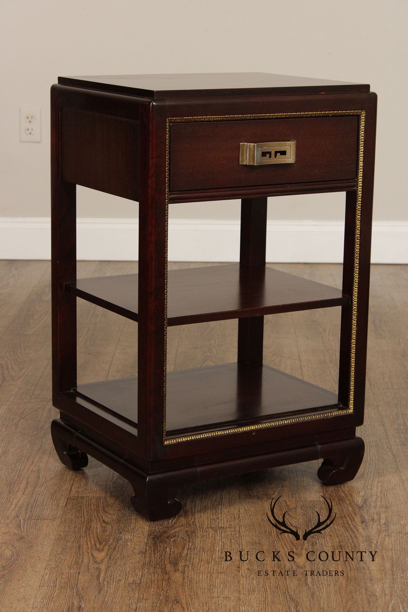 Rway Mid-Century Asian Style Pair of Mahogany Nightstands