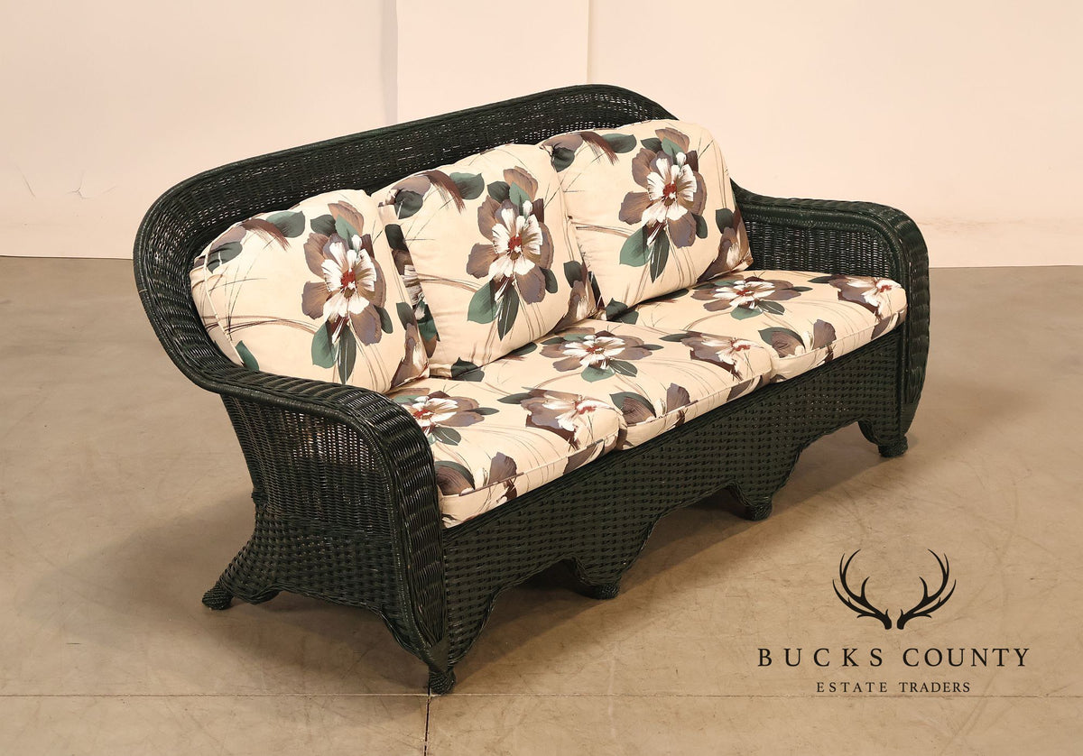 Henry Link Wicker Floral Upholstered Sofa