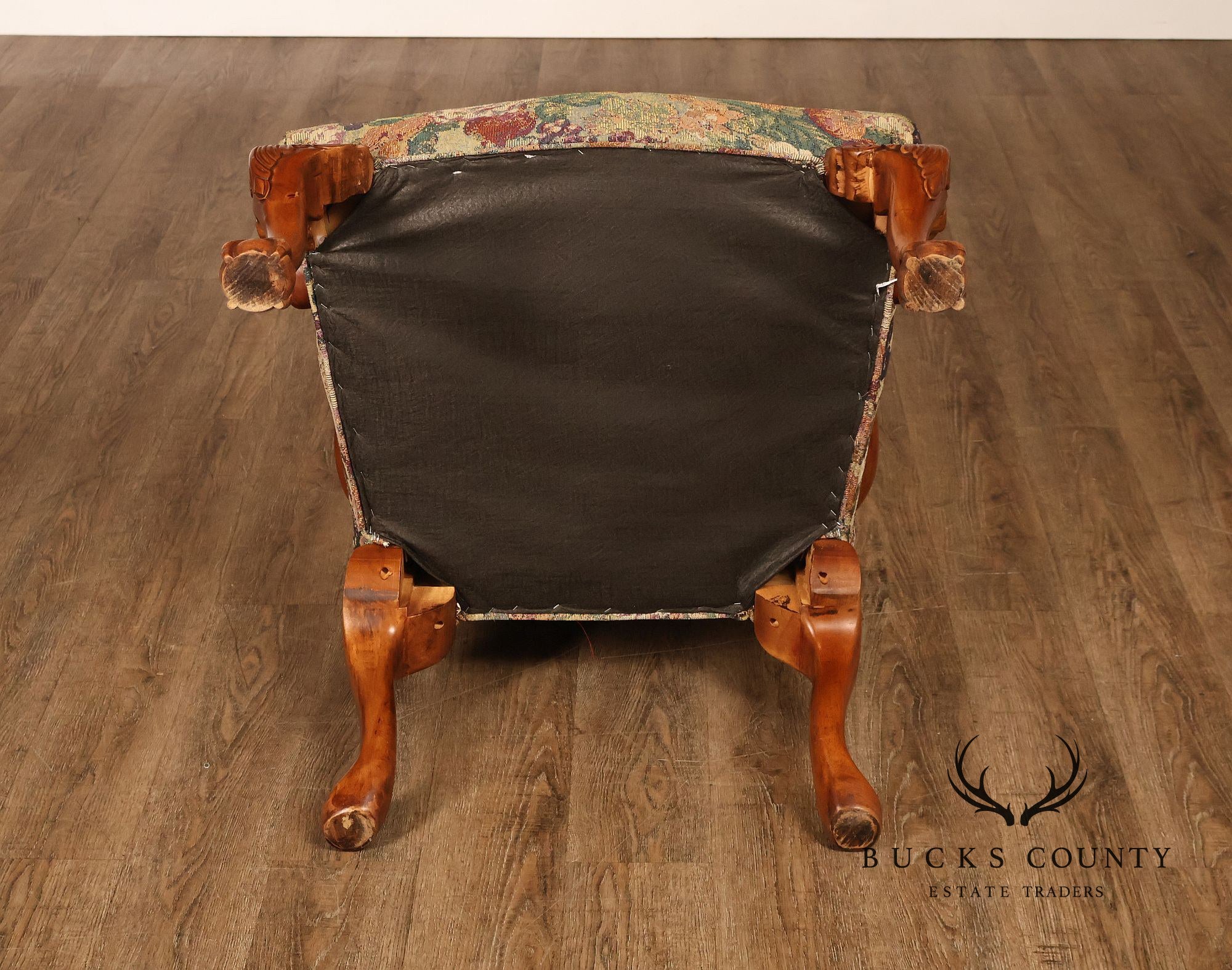 Chippendale Style Pair of Carved Frame Library Armchairs