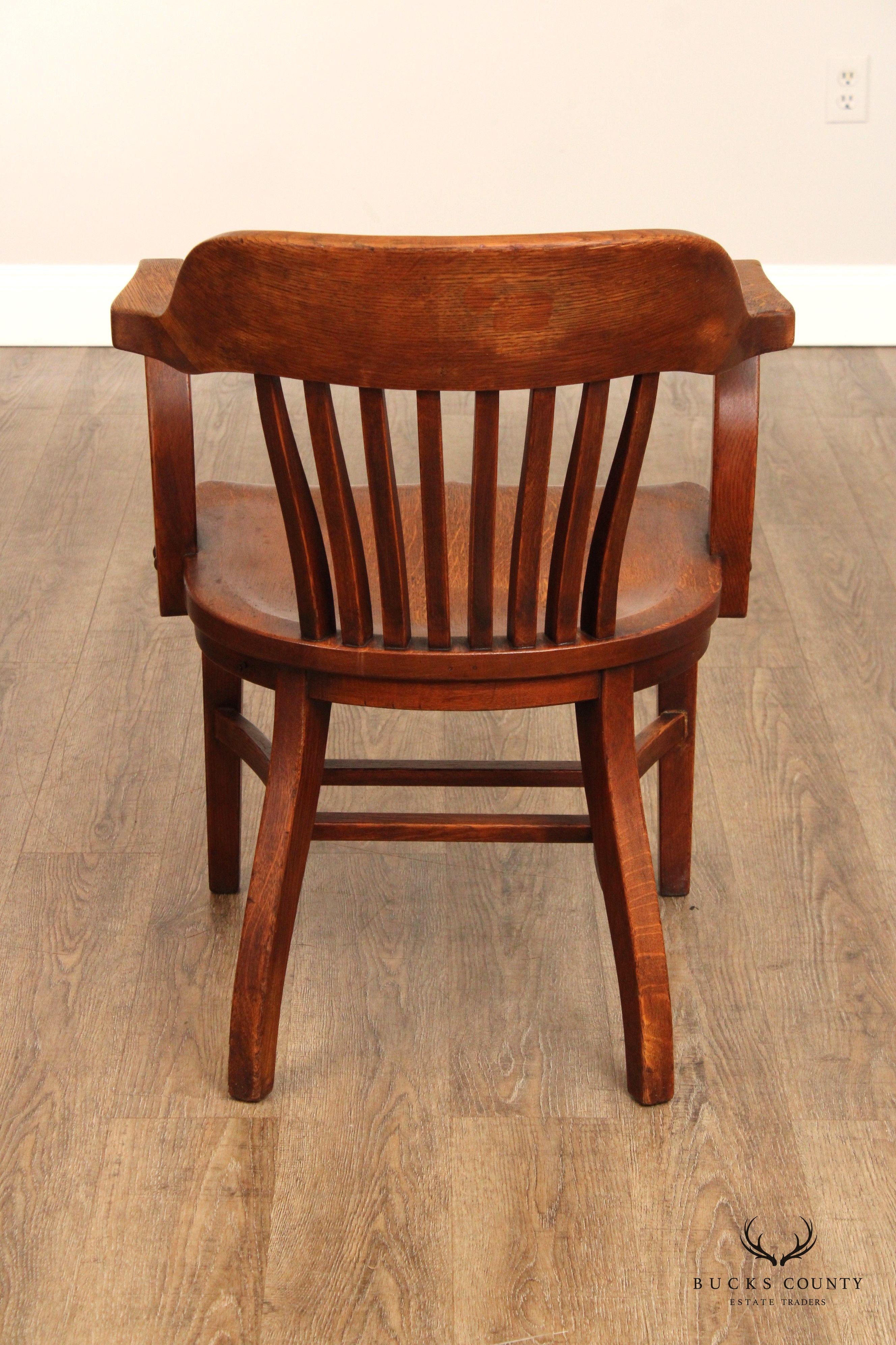 Antique Oak Bank Of England Armchair