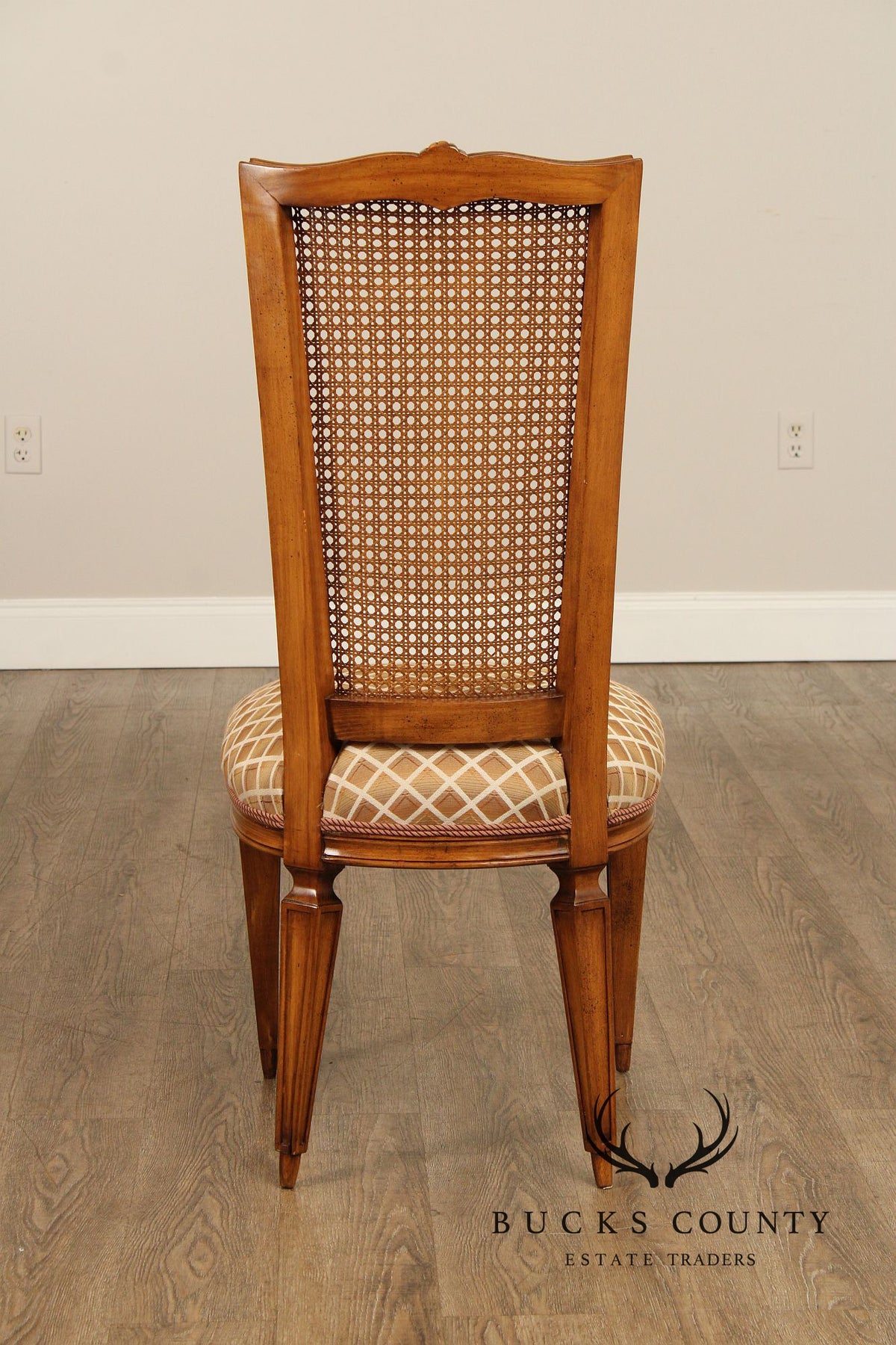 Karges Italian Provincial Vintage Set Of Four Walnut Cane Back Dining Chairs