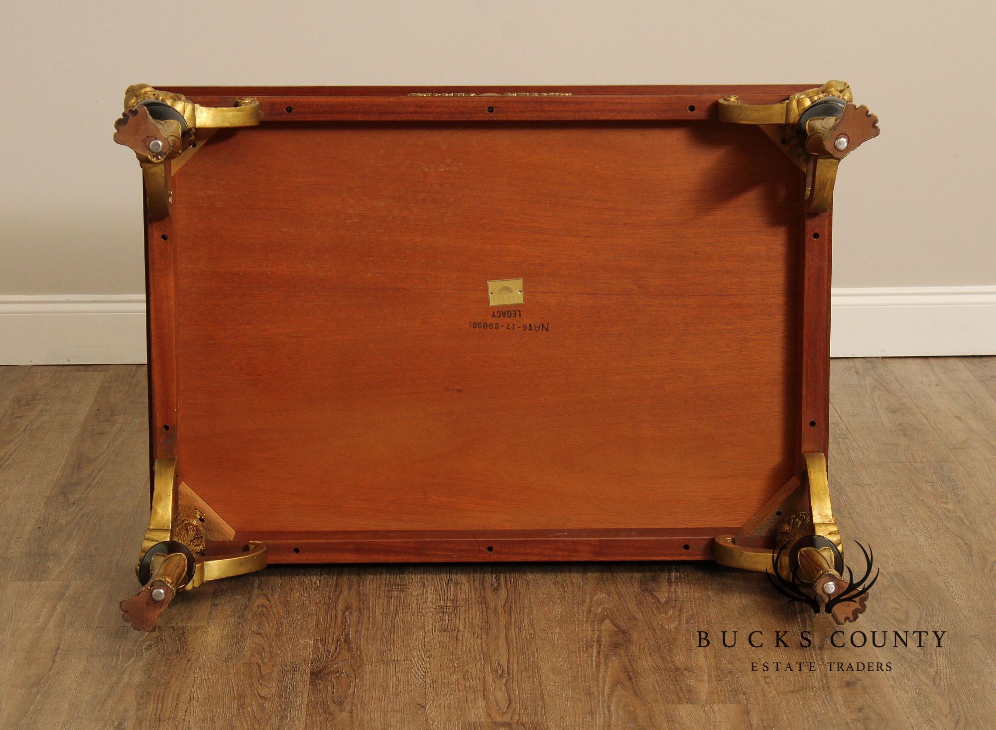 Kindel Empire Style Partial Gilt Carved Mahogany Coffee Table